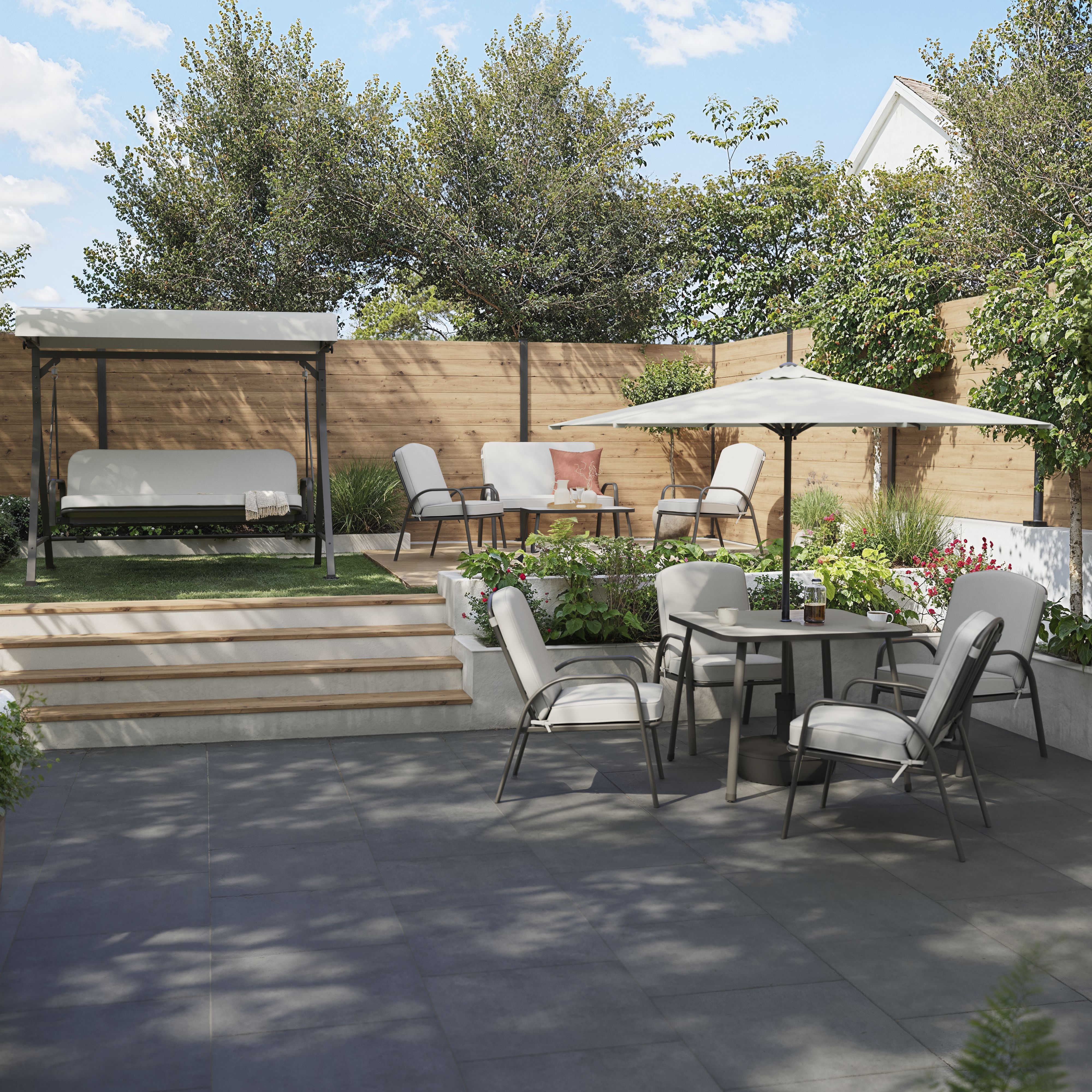 Casima Matt Grey Metal 4 Seater Coffee set