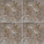 Castle travertine Coffee Satin Patterned Stone effect Ceramic Wall & floor Tile, Pack of 5, (L)450mm (W)450mm