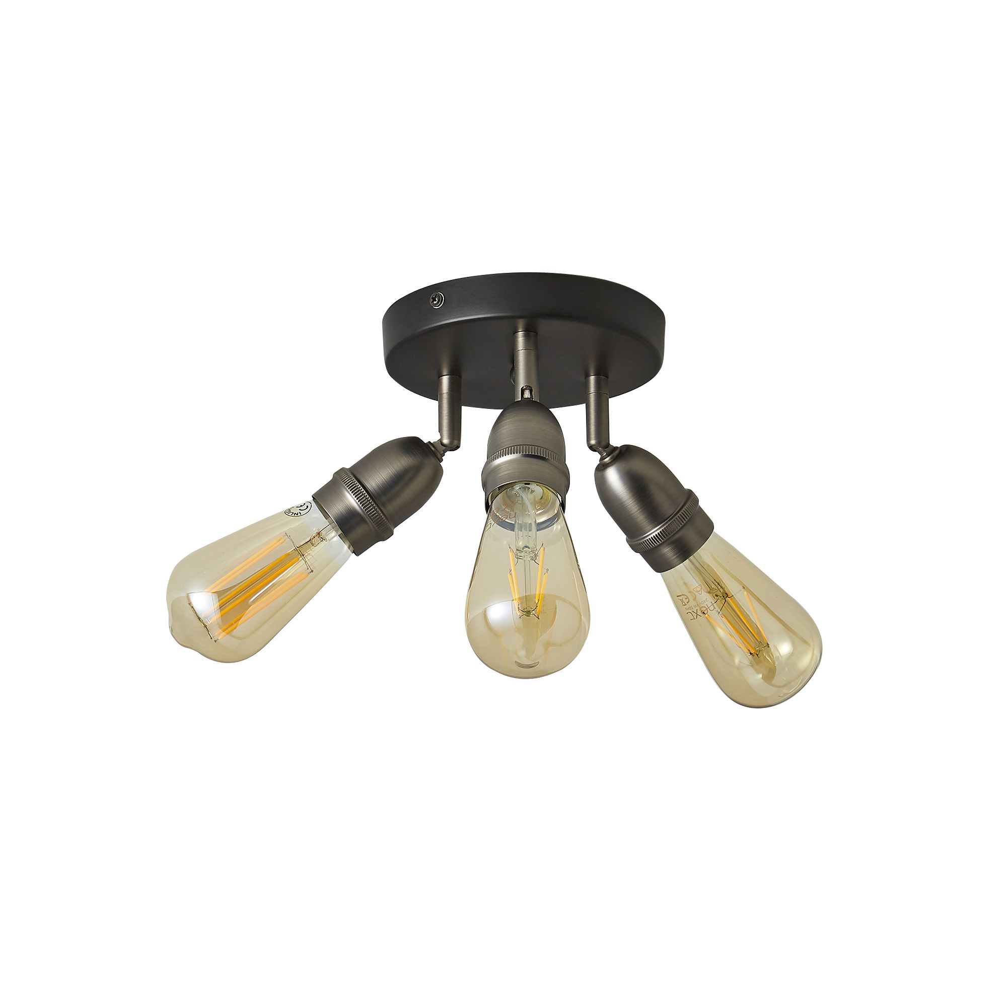 Catalyst Industrial Pewter & black Gunmetal effect 3 Light Spotlight