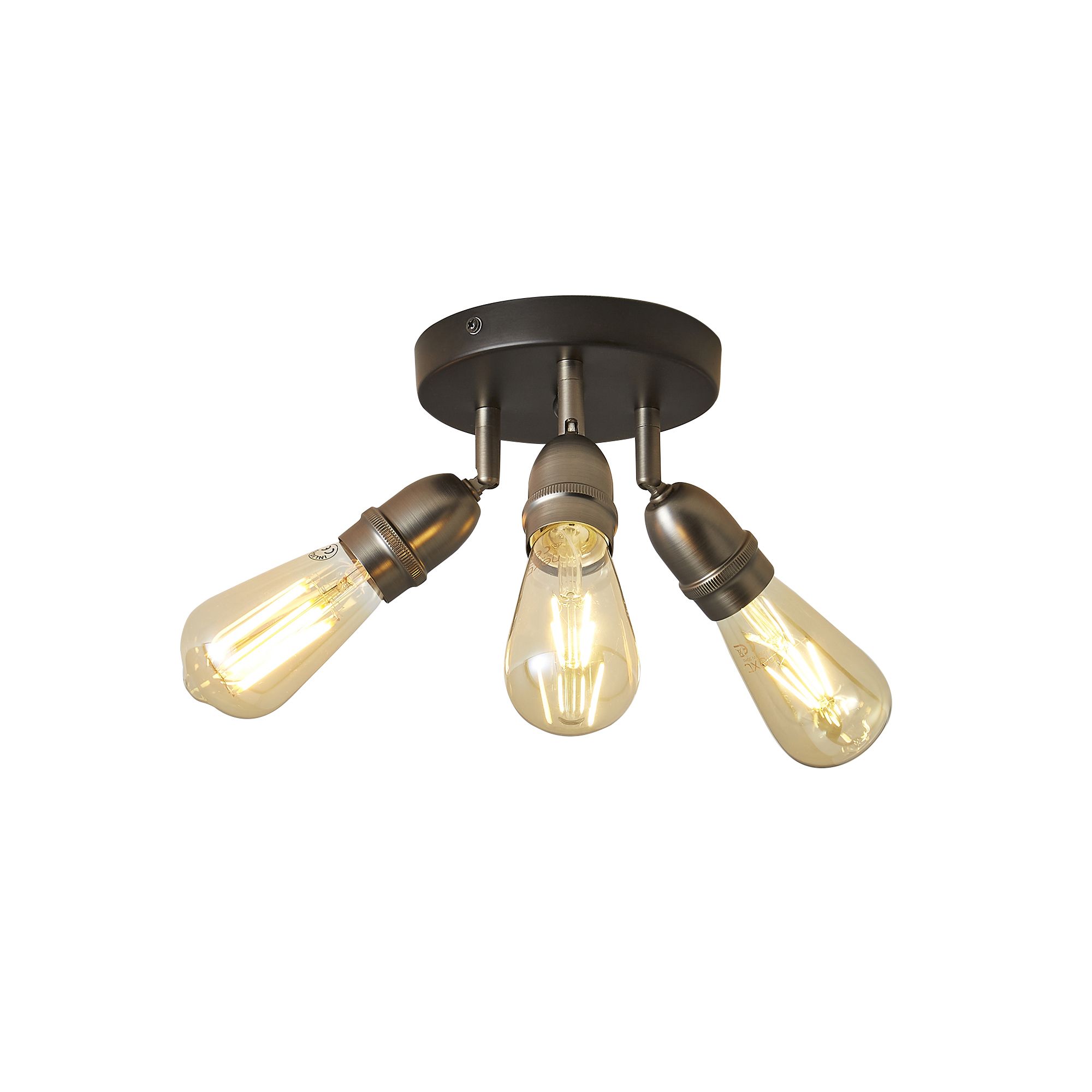 Catalyst Industrial Pewter & black Gunmetal effect 3 Light Spotlight