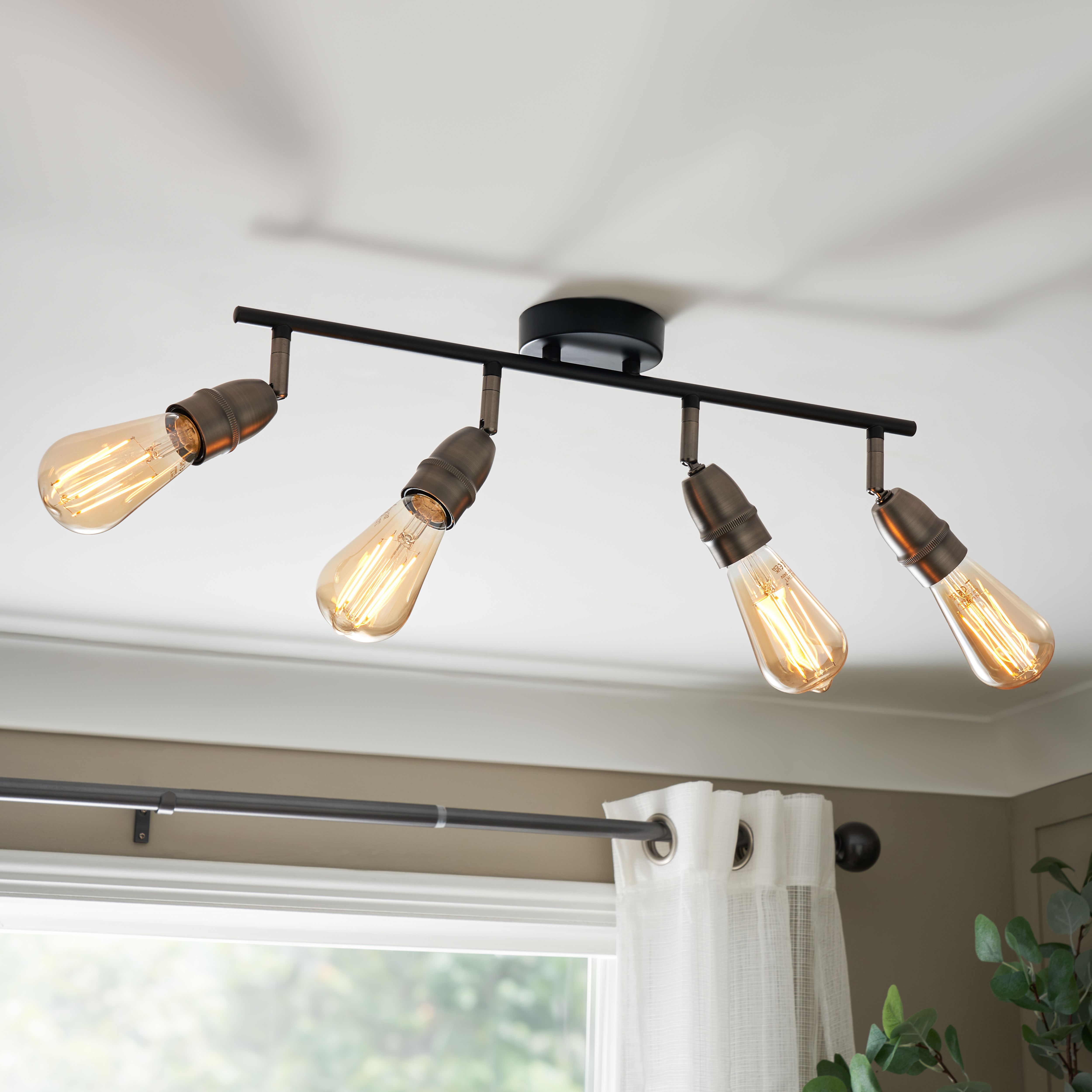 Catalyst Matt Pewter & black Gunmetal effect 4 Light Spotlight bar