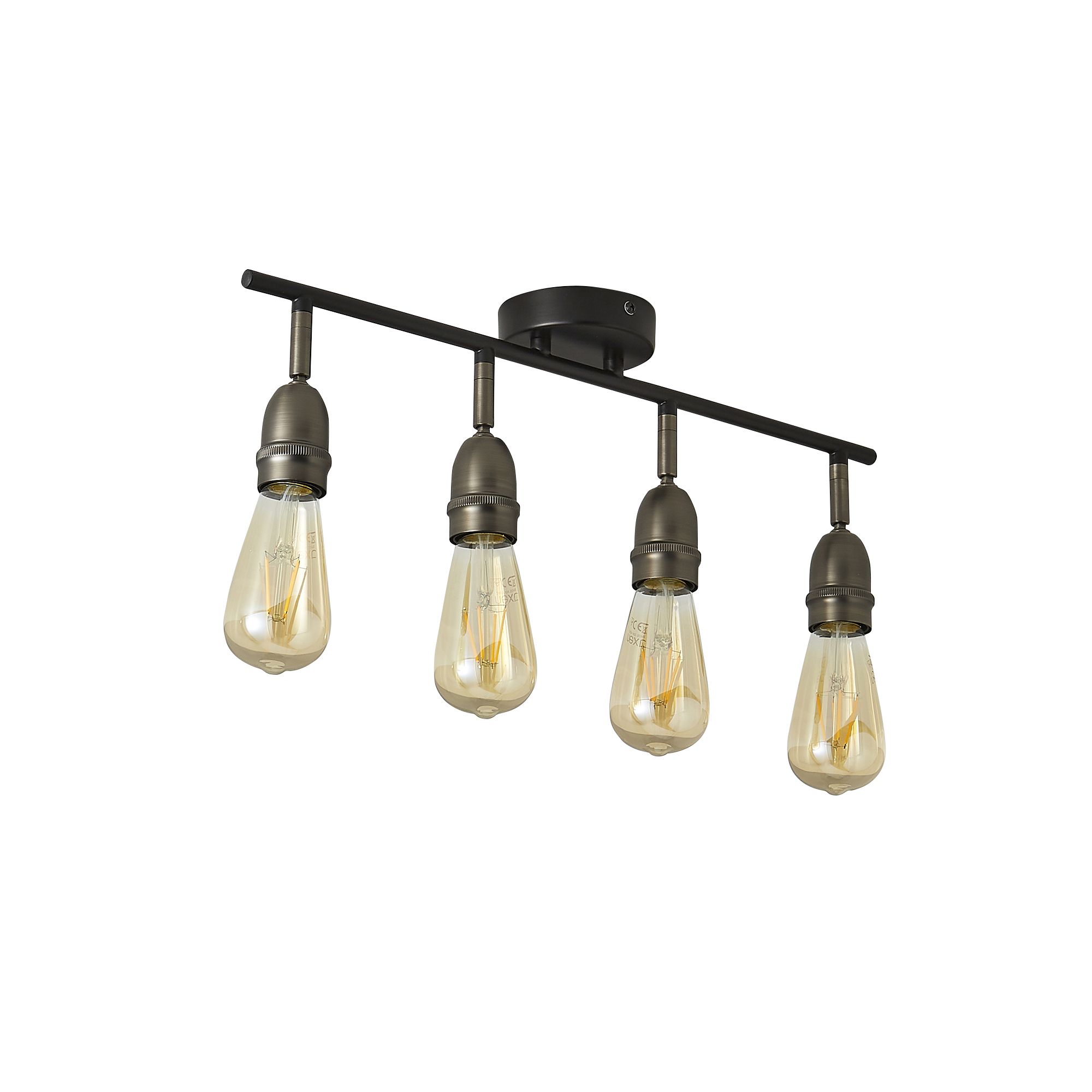 Catalyst Matt Pewter & black Gunmetal effect 4 Light Spotlight bar