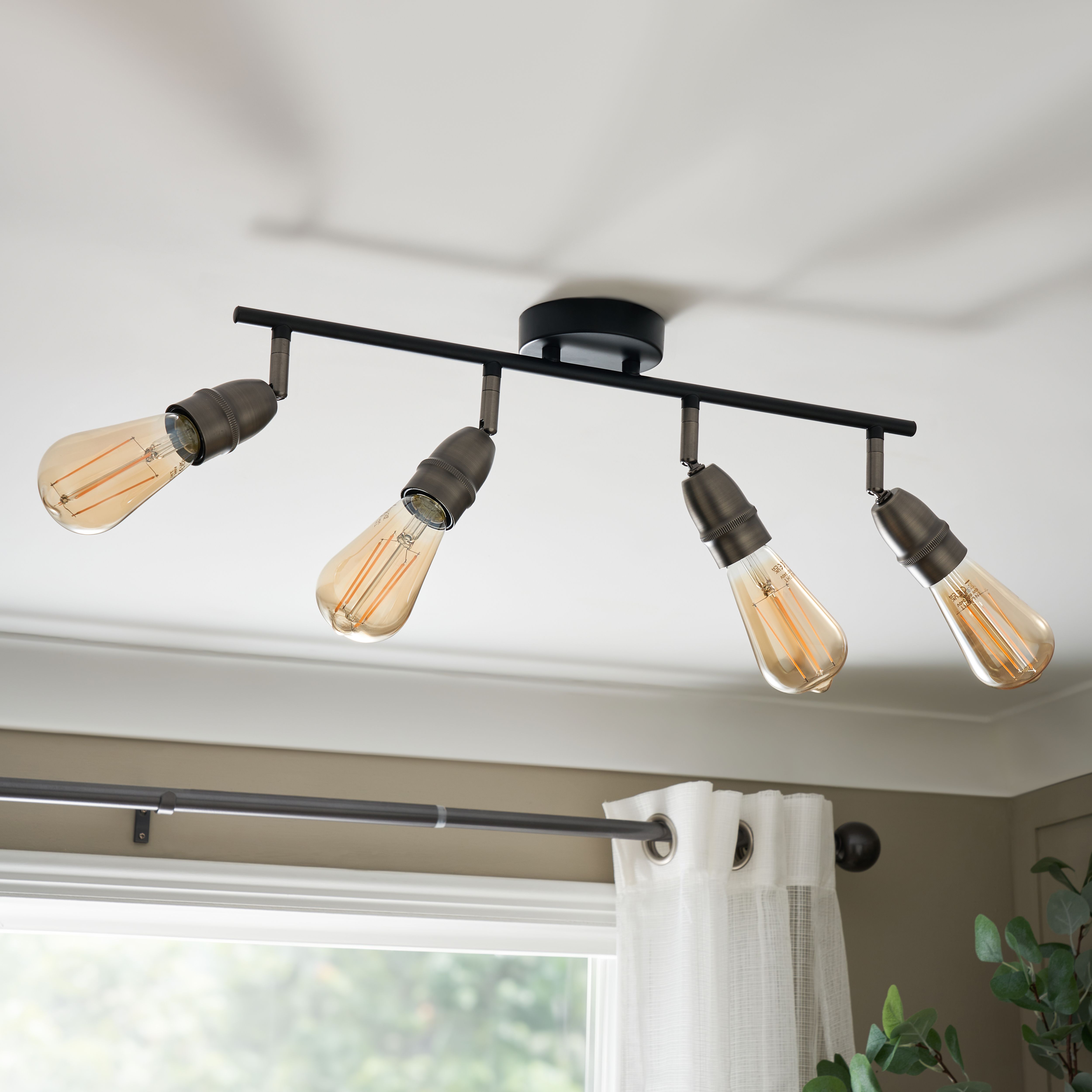 Catalyst Matt Pewter & black Gunmetal effect 4 Light Spotlight bar