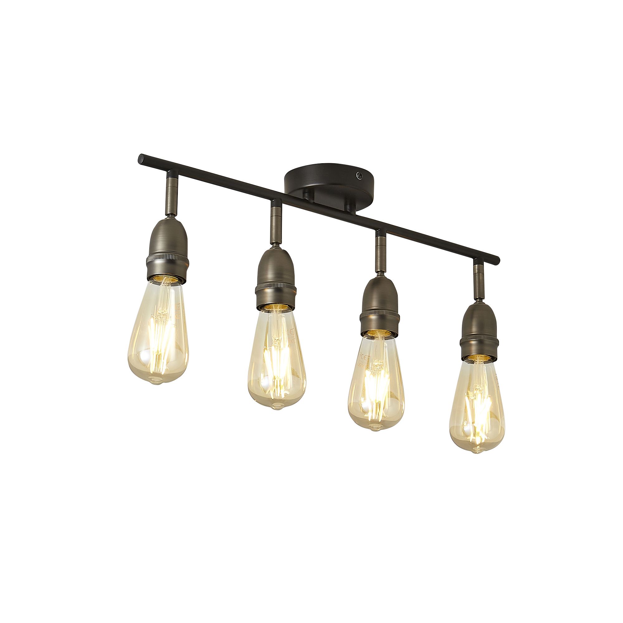 Catalyst Matt Pewter & black Gunmetal effect 4 Light Spotlight bar