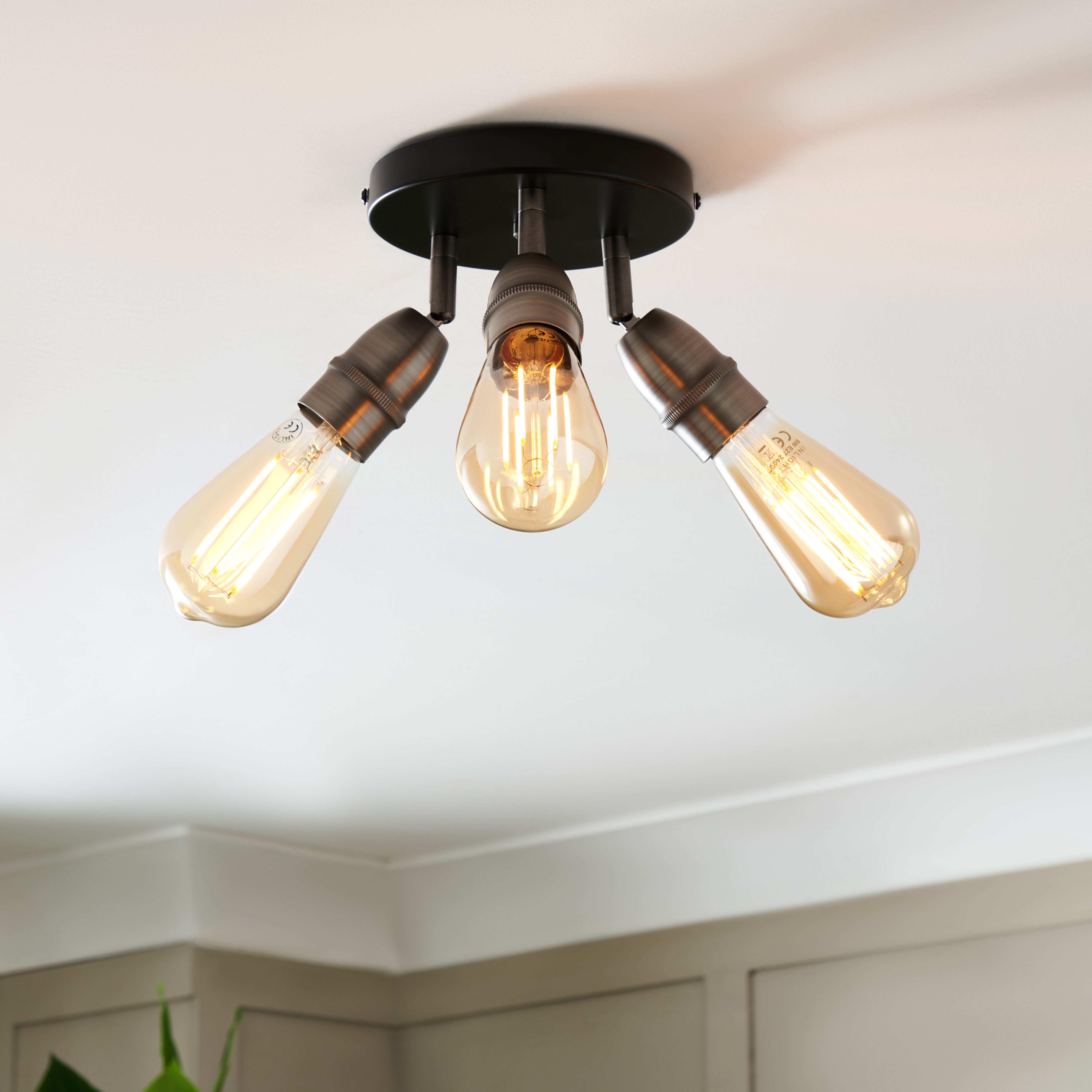 Catalyst Pewter & black Gunmetal effect 3 Light Spotlight