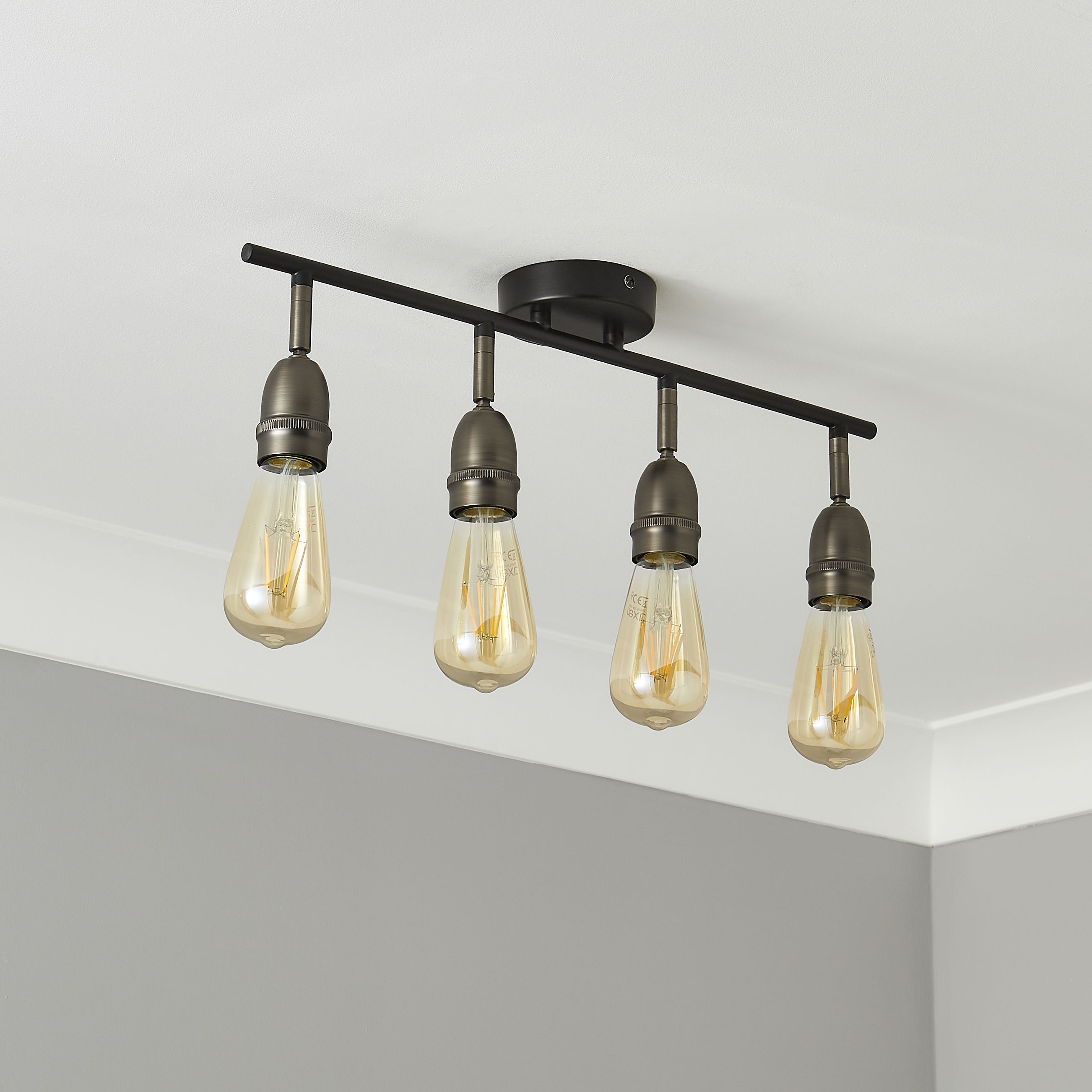 Catalyst Pewter & black Gunmetal effect 4 Light Spotlight bar