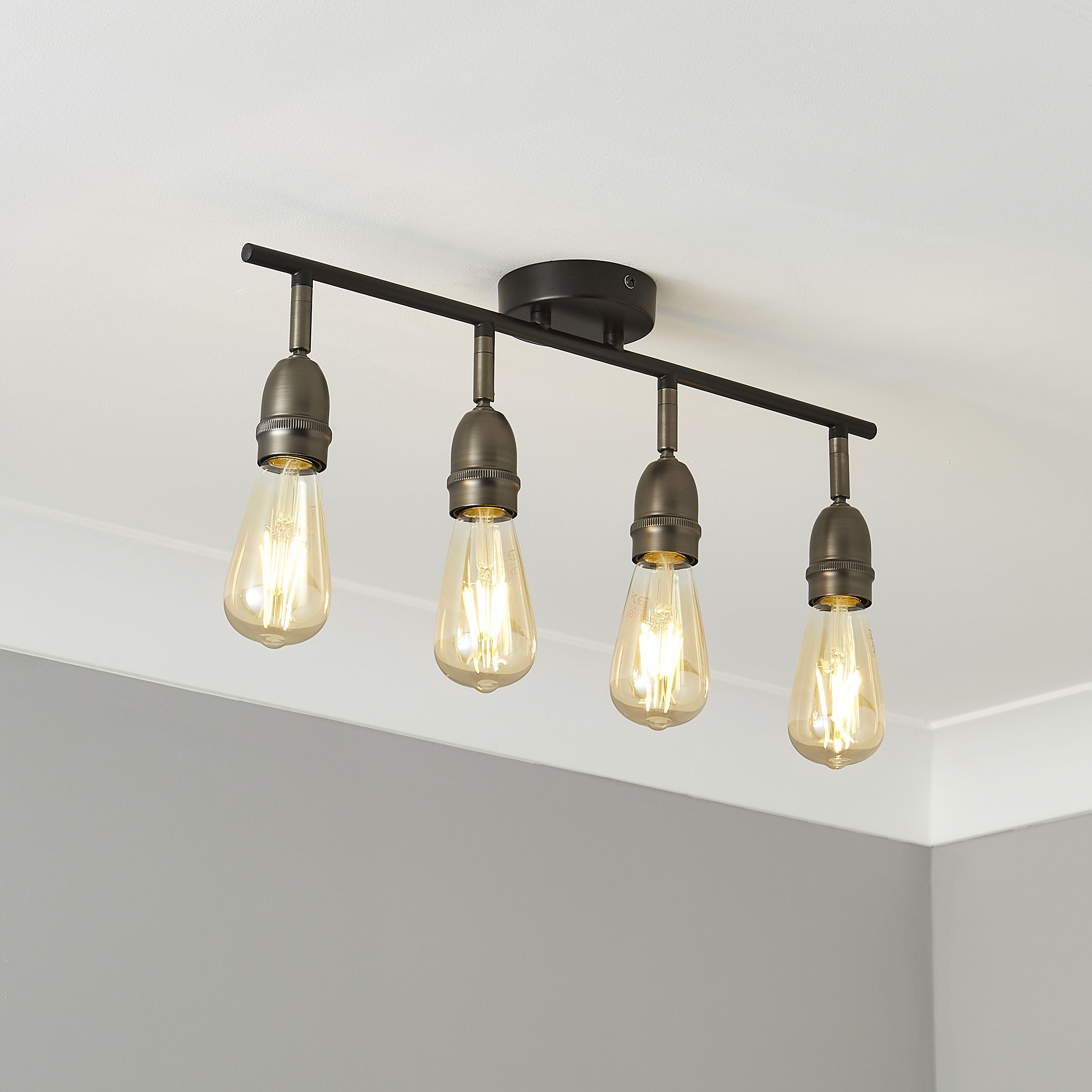 Catalyst Pewter & black Gunmetal effect 4 Light Spotlight bar