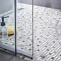 Catane Brown & grey Gloss Stone effect Mosaic Natural stone Mosaic tile, (L)300mm (W)300mm