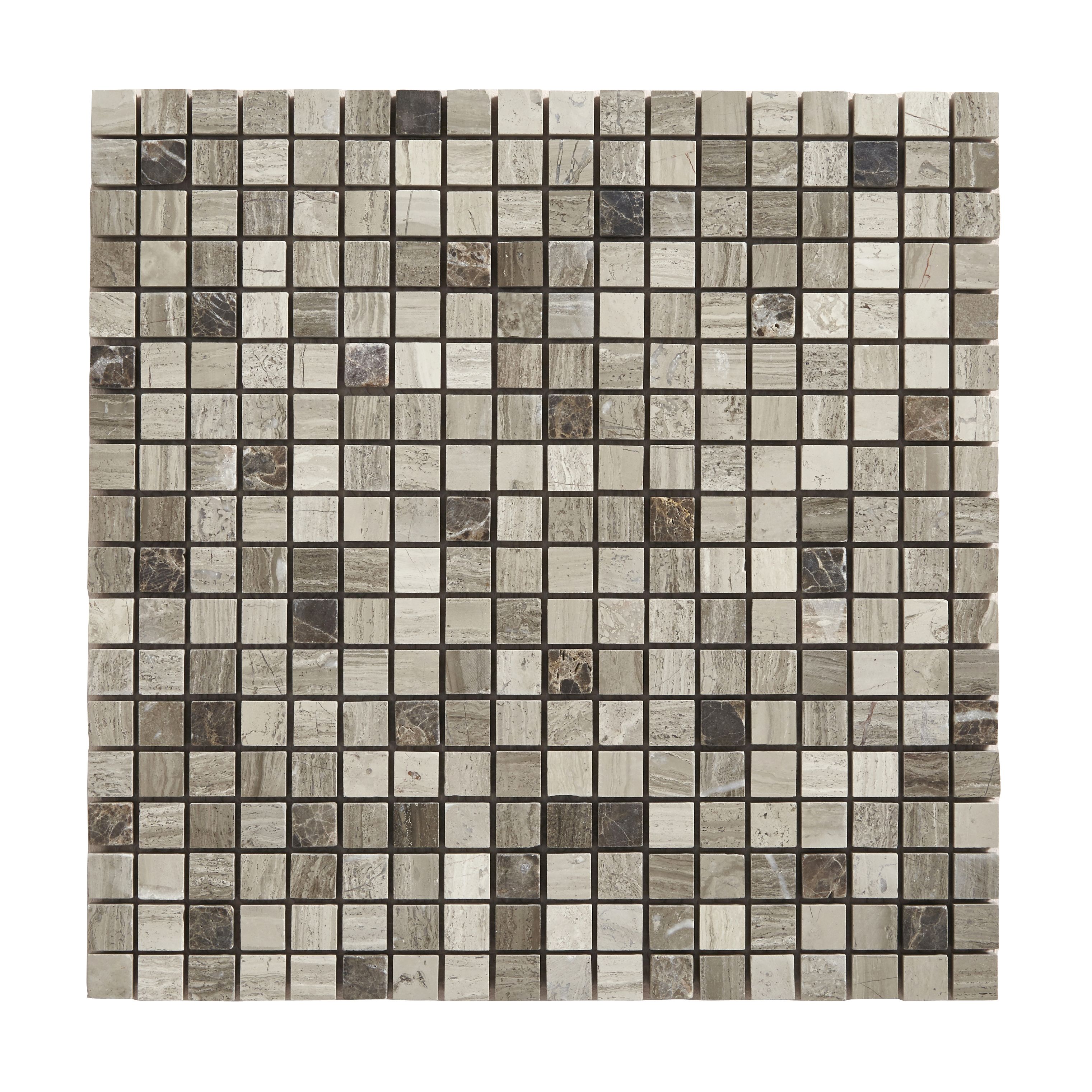 Catane Brown & grey Gloss Stone effect Mosaic Natural stone Mosaic tile