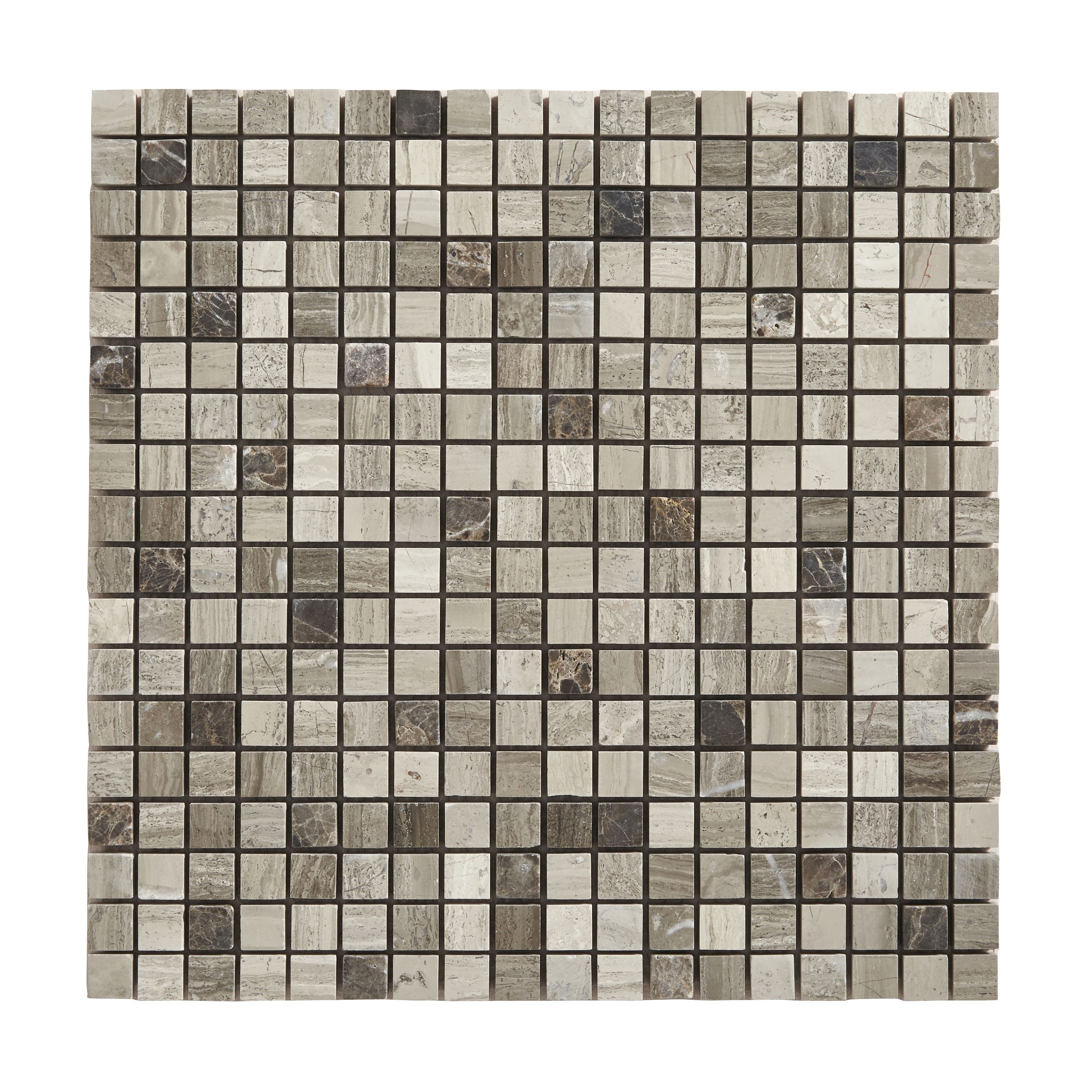 Catane Brown & grey Gloss Stone effect Mosaic Natural stone Mosaic tile, (L)300mm (W)300mm