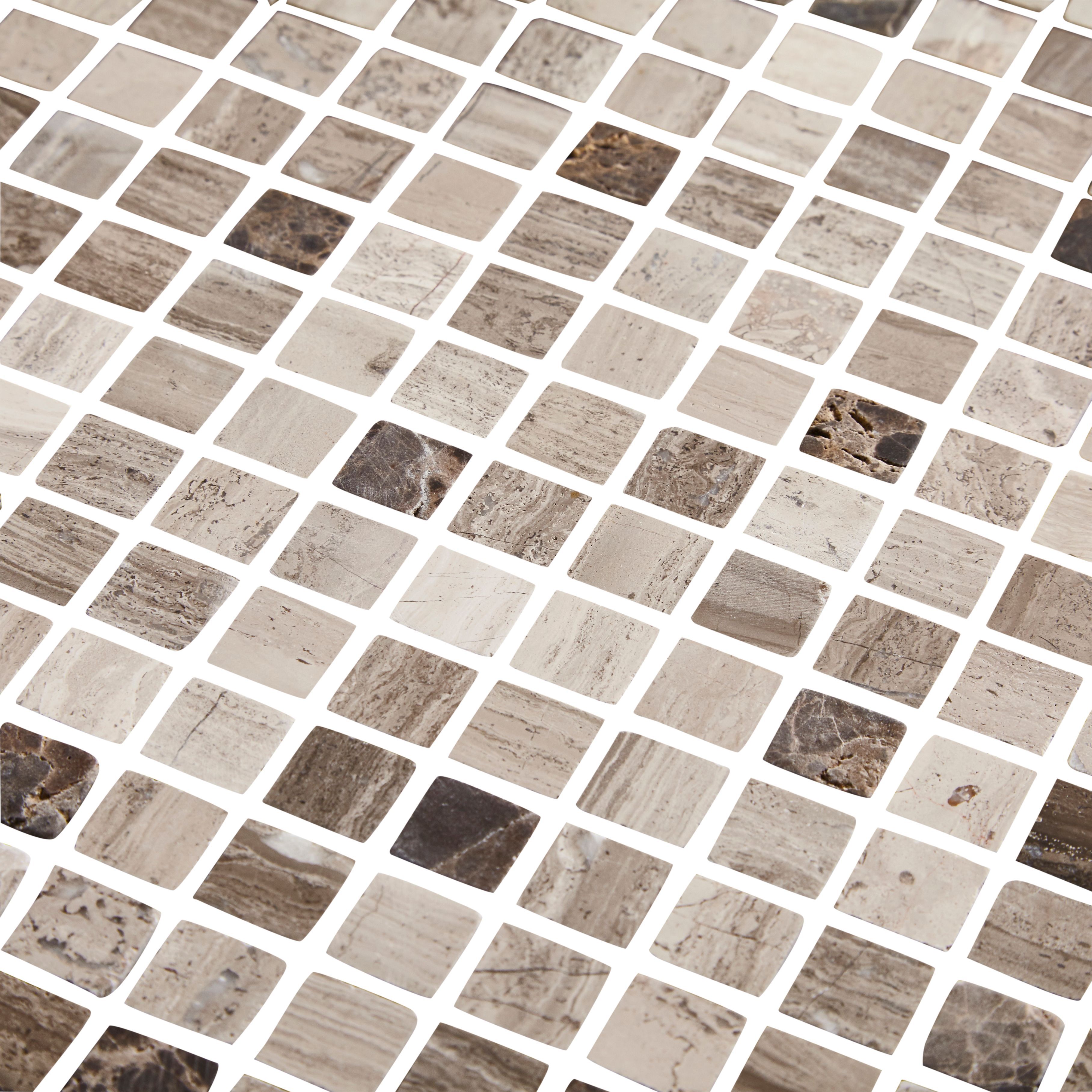 Catane Brown & grey Gloss Stone effect Mosaic Natural stone Mosaic tile - 5