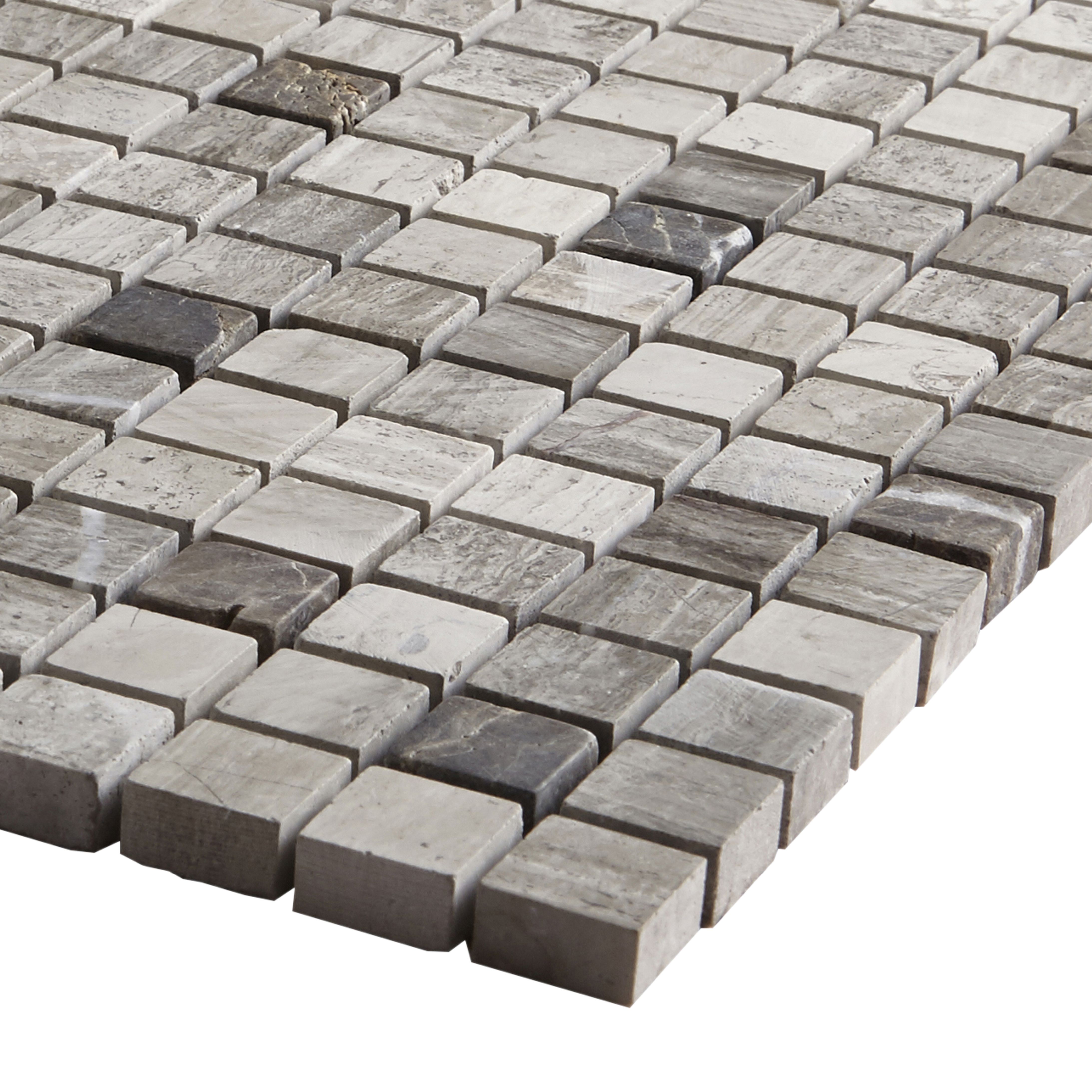 Catane Brown & grey Gloss Stone effect Mosaic Natural stone Mosaic tile - 4