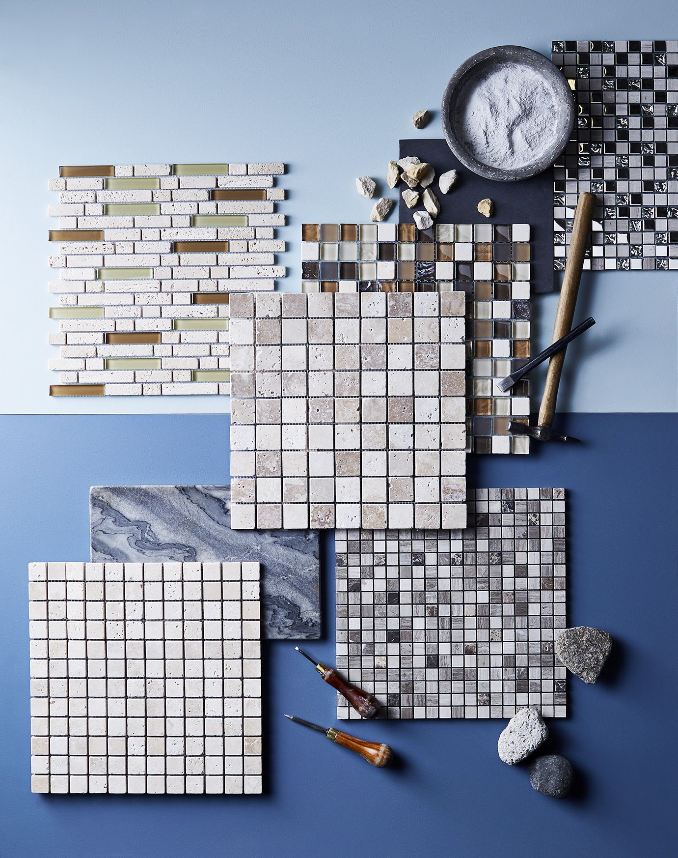 Catane Brown & grey Gloss Stone effect Mosaic Natural stone Mosaic tile - 6