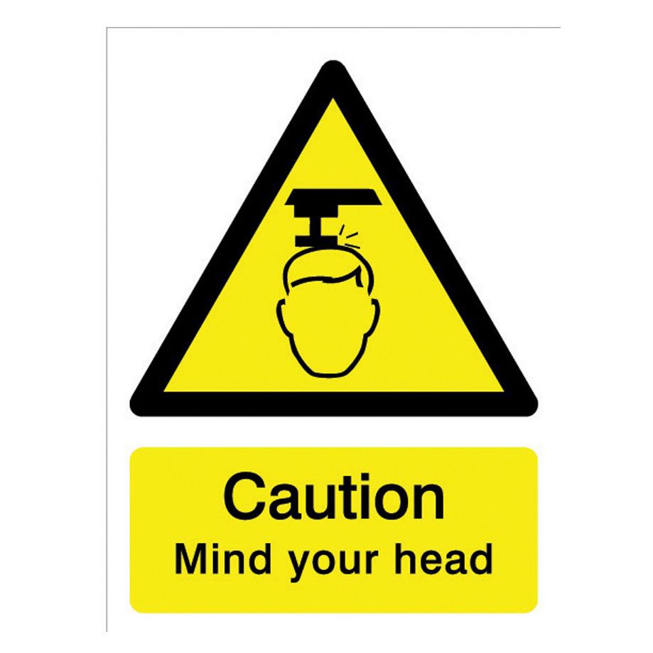 Caution mind your head Self-adhesive labels, (H)200mm (W)150mm