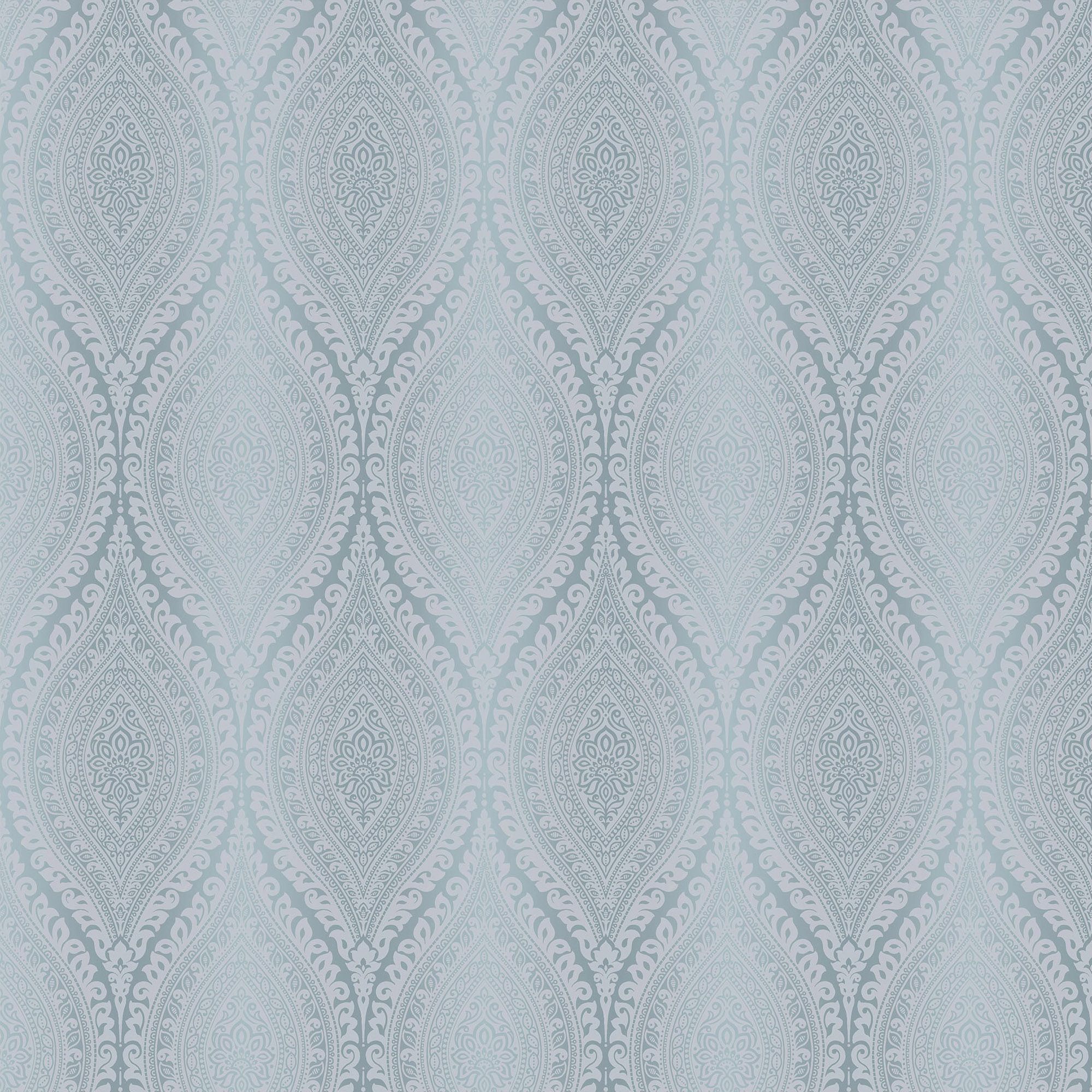 Celosi Blue Metallic effect Damask Textured Wallpaper Sample