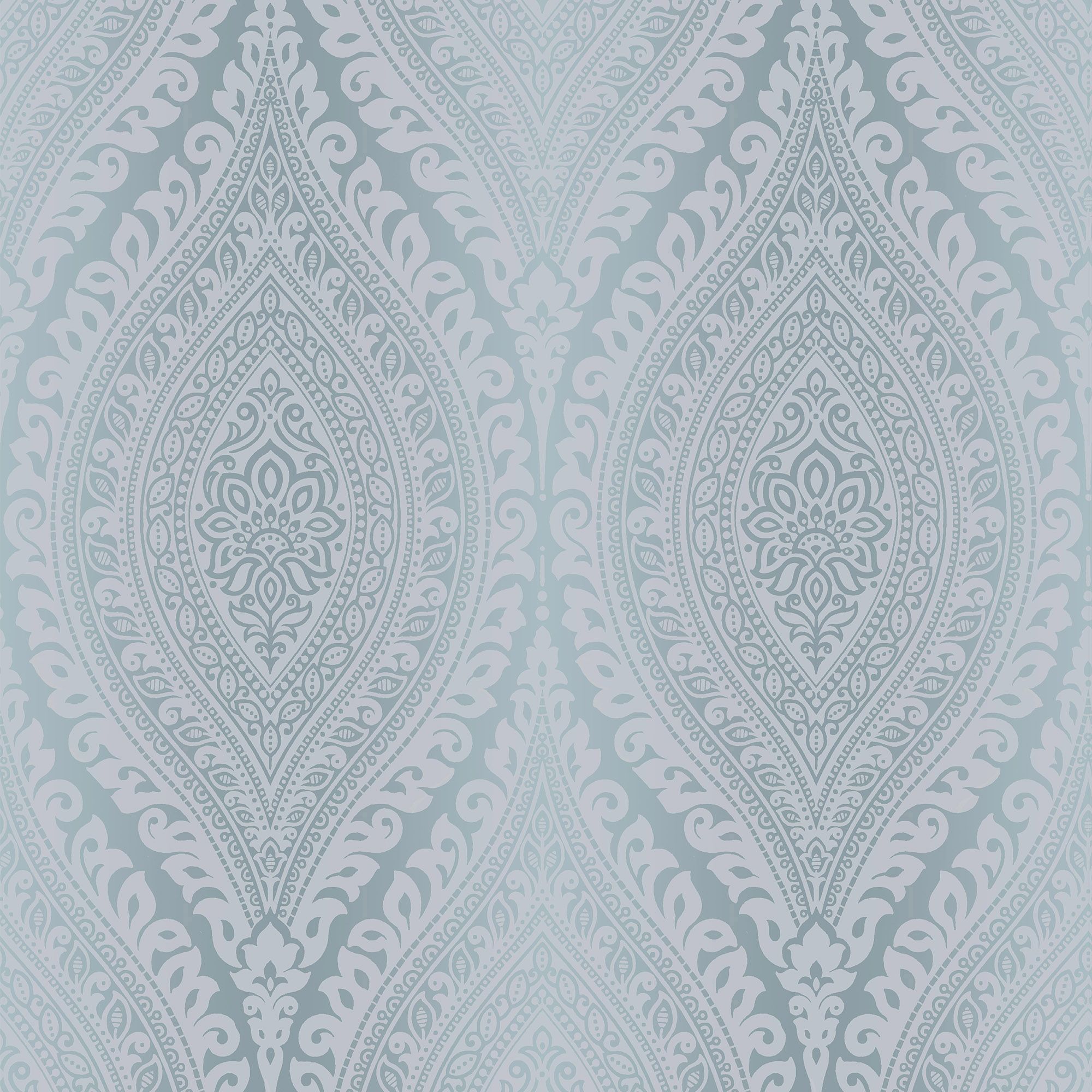 Celosi Blue Metallic effect Damask Textured Wallpaper Sample