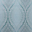 Celosi Blue Metallic effect Damask Textured Wallpaper