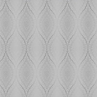 Celosi Grey Damask Metallic effect Textured Wallpaper Sample