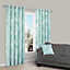 Centola Duck egg Leaves Lined Eyelet Curtains (W)167cm (L)228cm, Pair