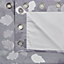 Centola Grey Leaves Lined Eyelet Curtains (W)228cm (L)228cm, Pair