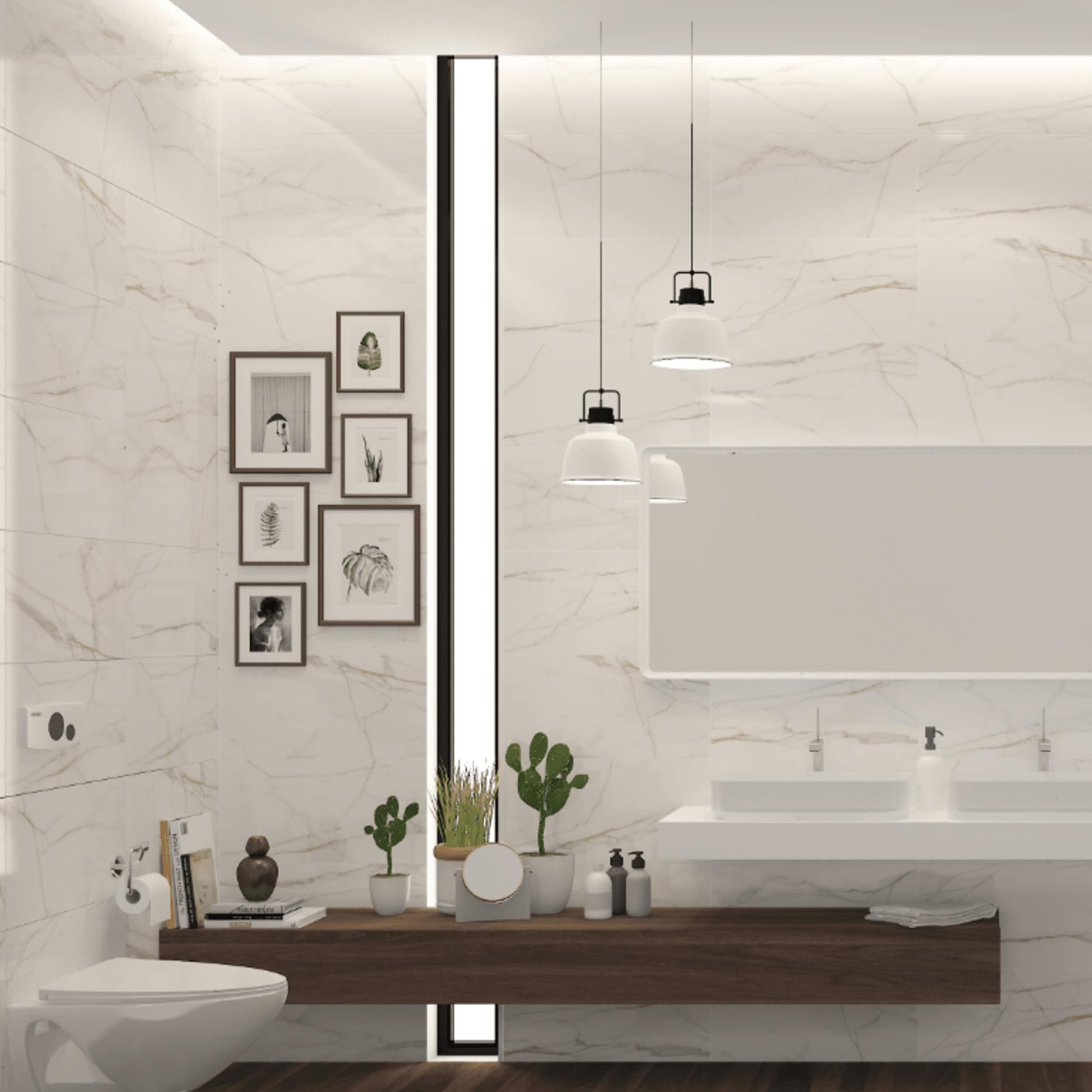 Ceramica D'Oro White Gloss Marble effect Ceramic Indoor Wall tile