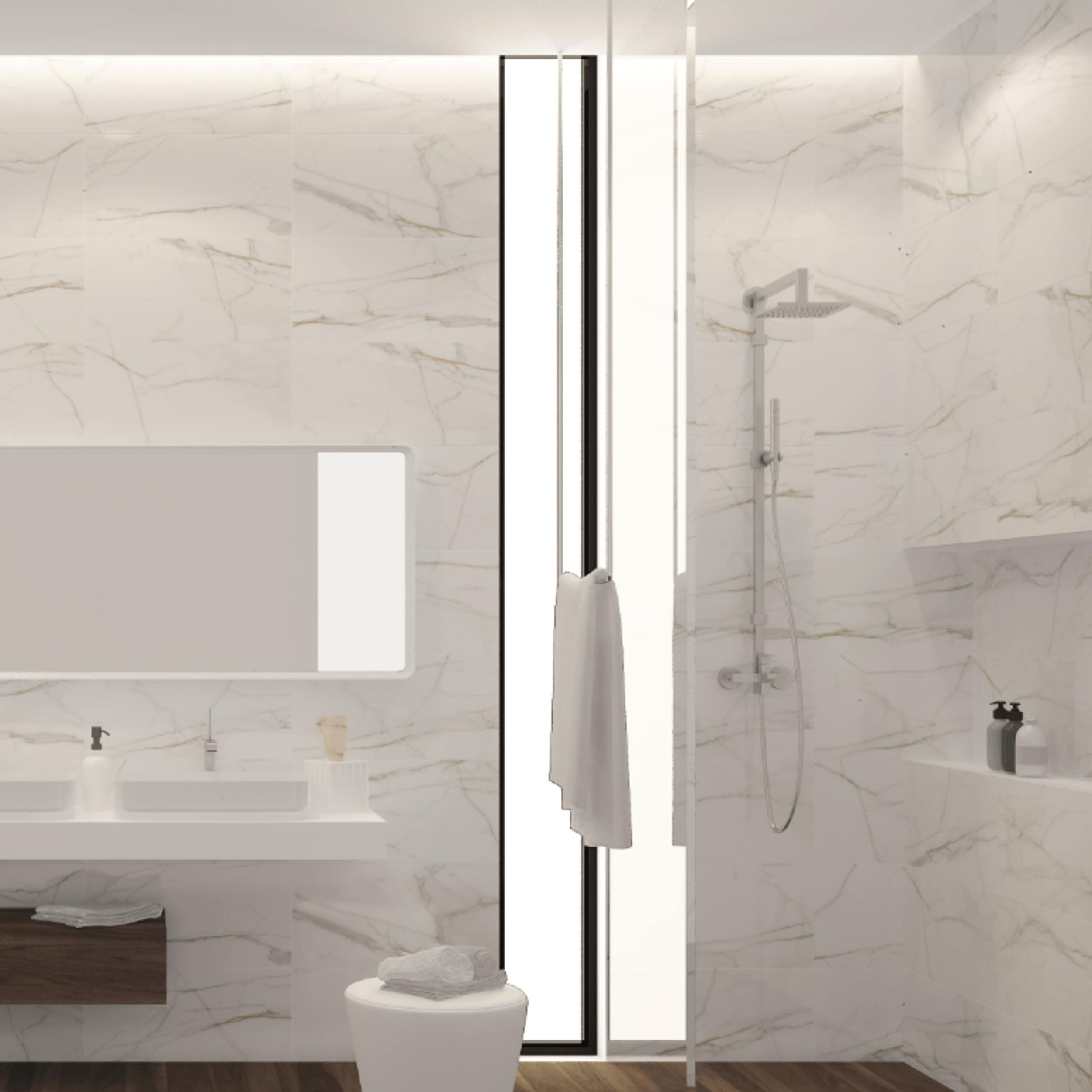Ceramica D'Oro White Gloss Marble effect Ceramic Indoor Wall tile