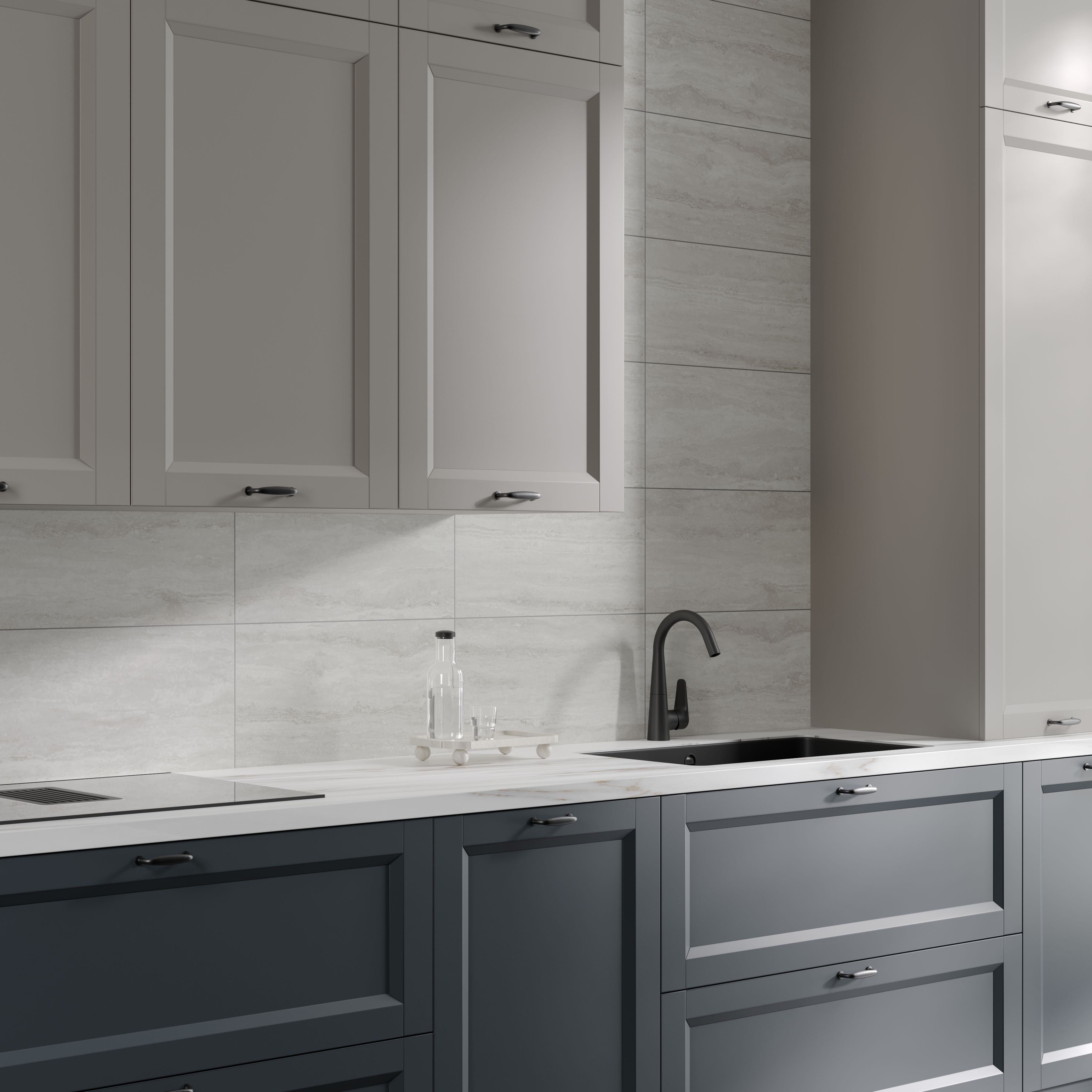 Ceramica Grey Matt Travertine effect Ceramic Indoor Wall tile, Pack of 6, (L)600mm (W)300mm