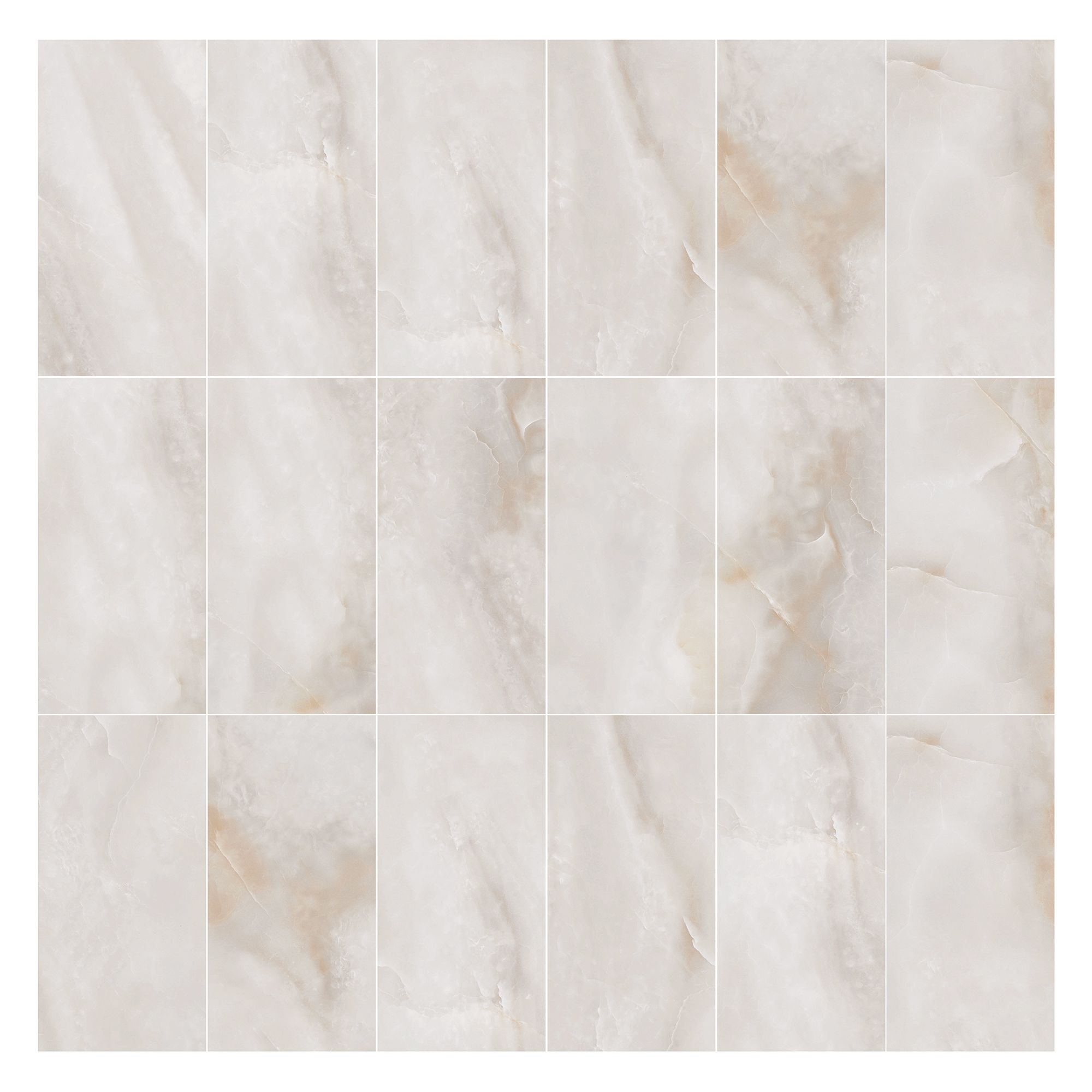 Ceramica Opal Beige Gloss Marble effect Ceramic Indoor Wall tile, Pack of 6, (L)600mm (W)300mm