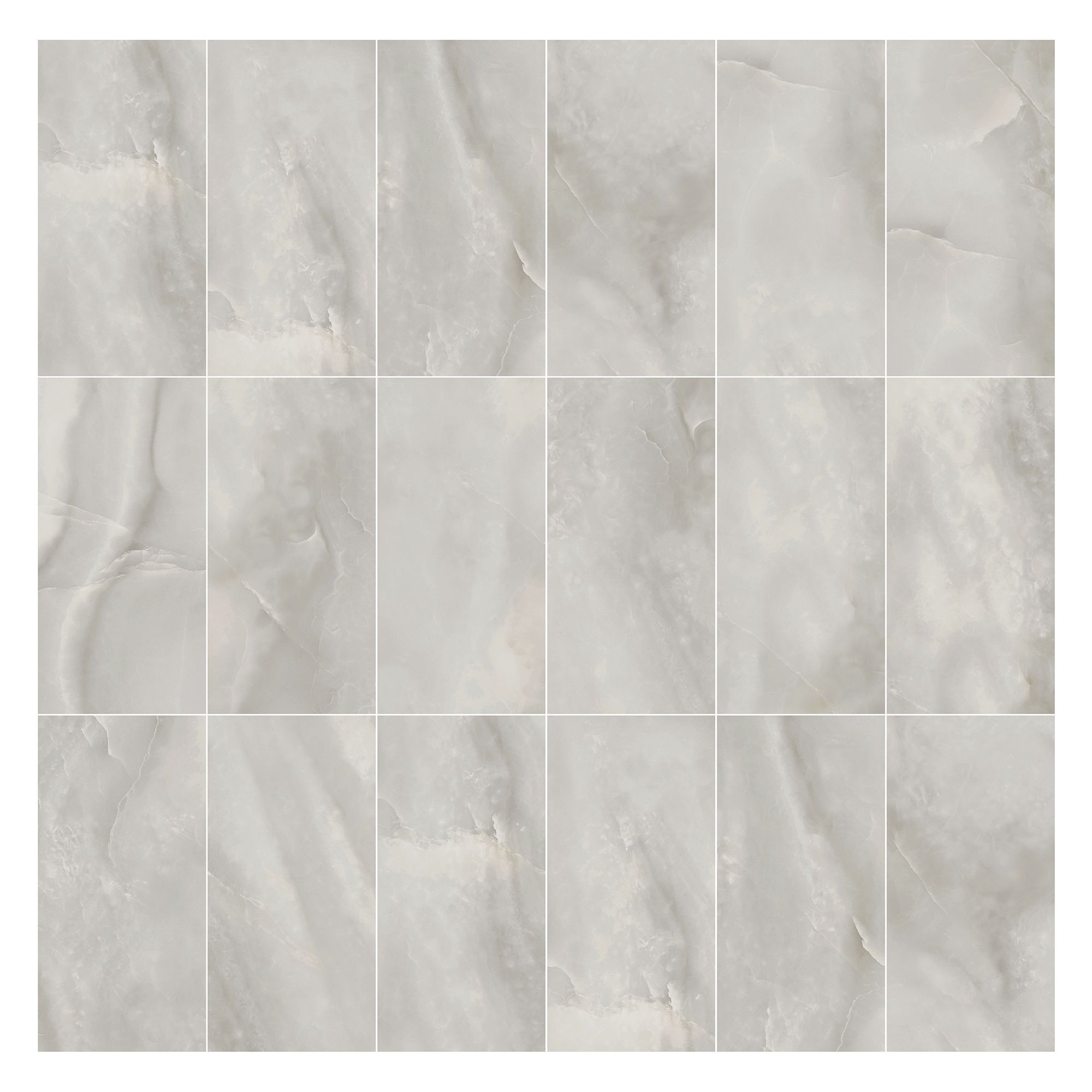 Ceramica Opal Grey Gloss Marble effect Ceramic Indoor Wall tile, Pack of 6, (L)600mm (W)300mm