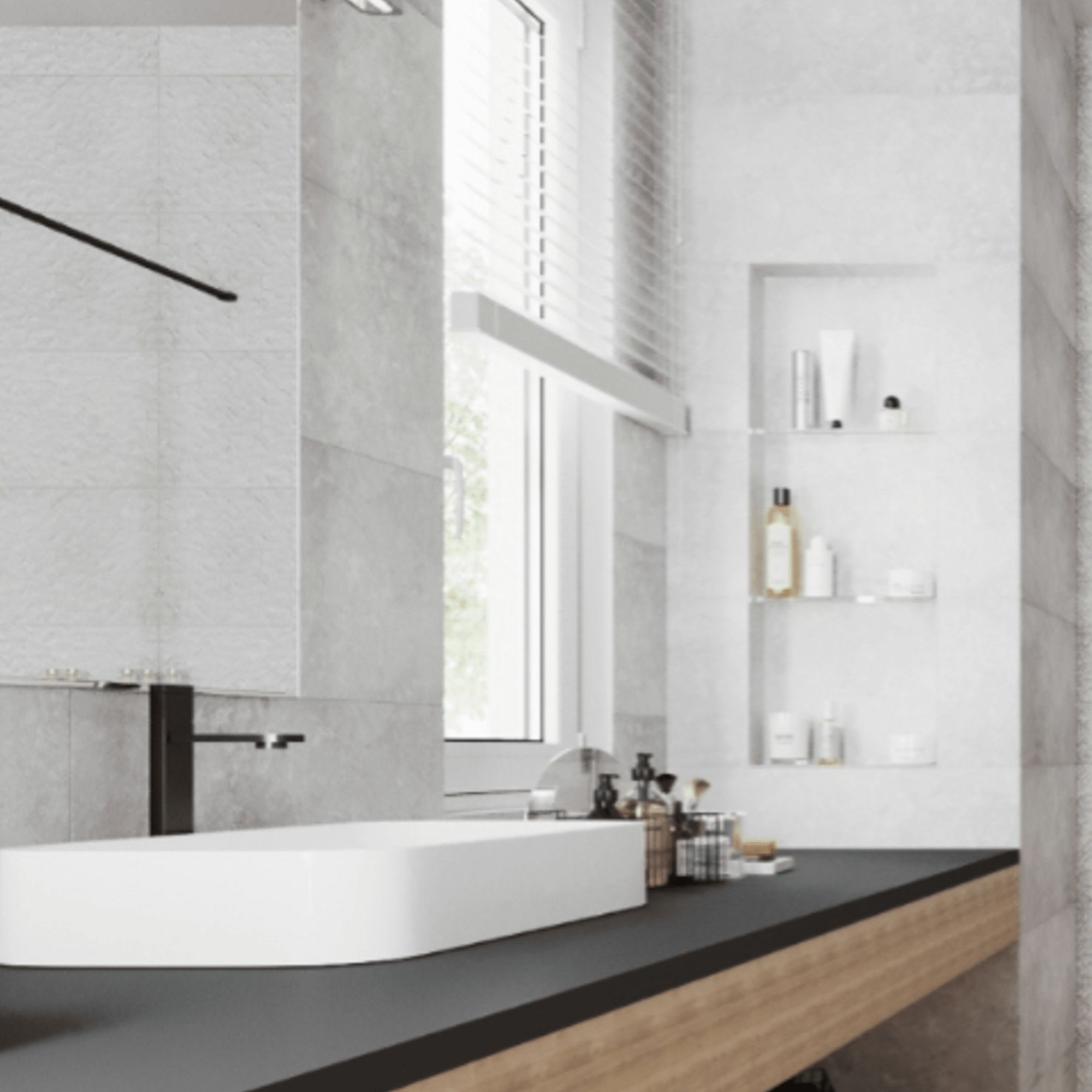 Ceramica Sorrento Off white Matt Stone effect Porcelain Indoor Wall & floor Tile