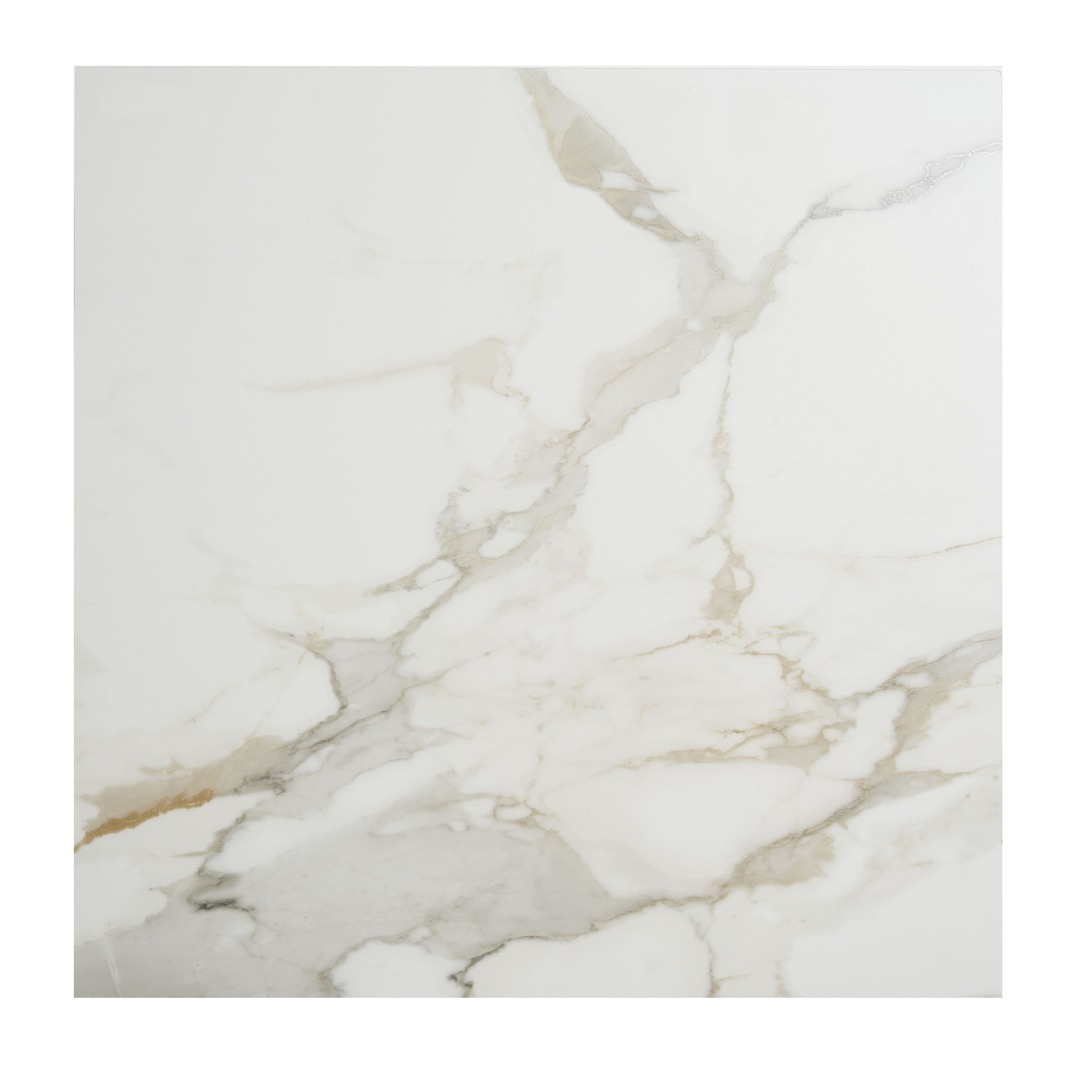 Cervo White & gold Matt Marble effect Textured Porcelain Indoor Wall & floor Tile, Pack of 3, (L)600mm (W)600mm