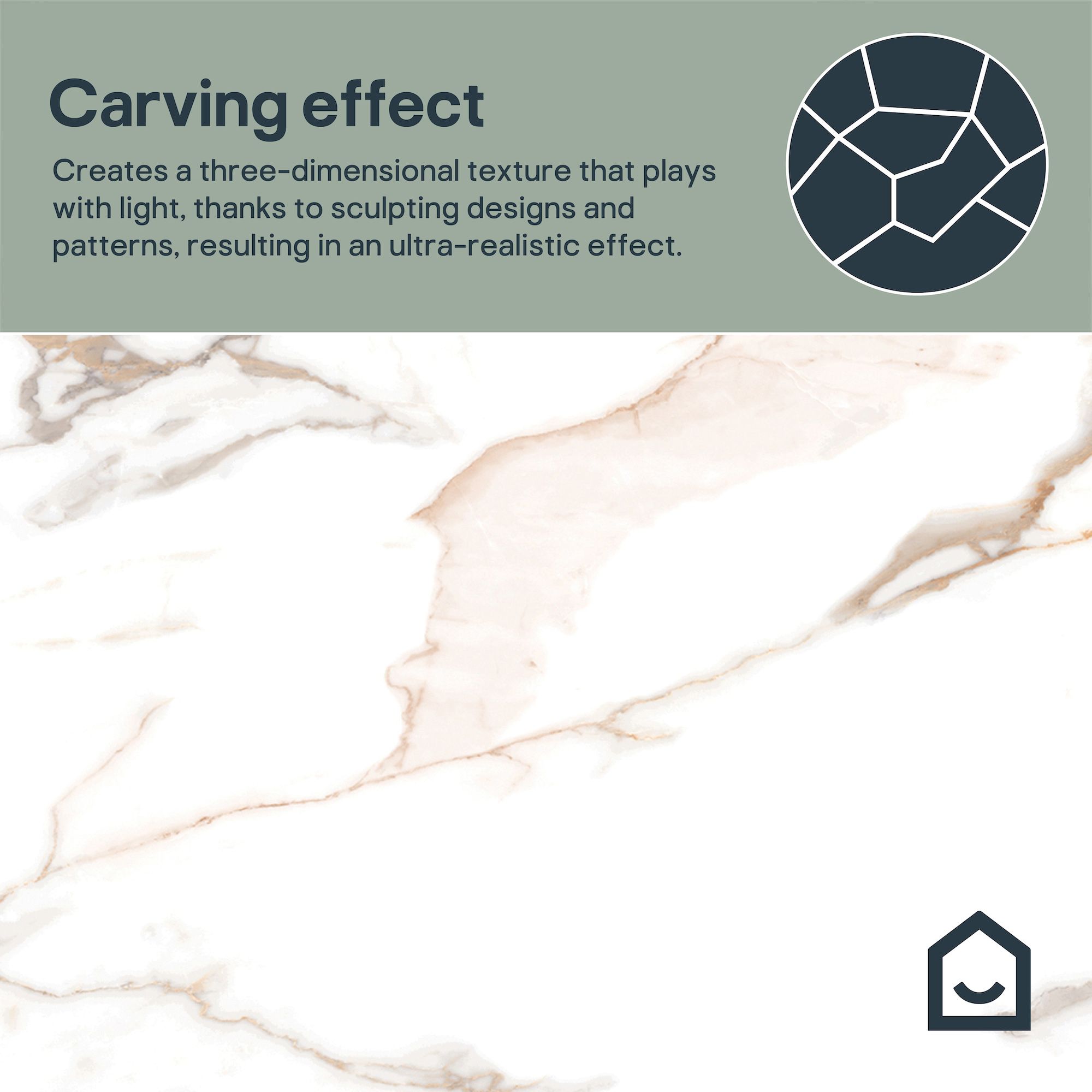 Cervo White & gold Matt Marble effect Textured Porcelain Indoor Wall & floor Tile, Pack of 3, (L)600mm (W)600mm