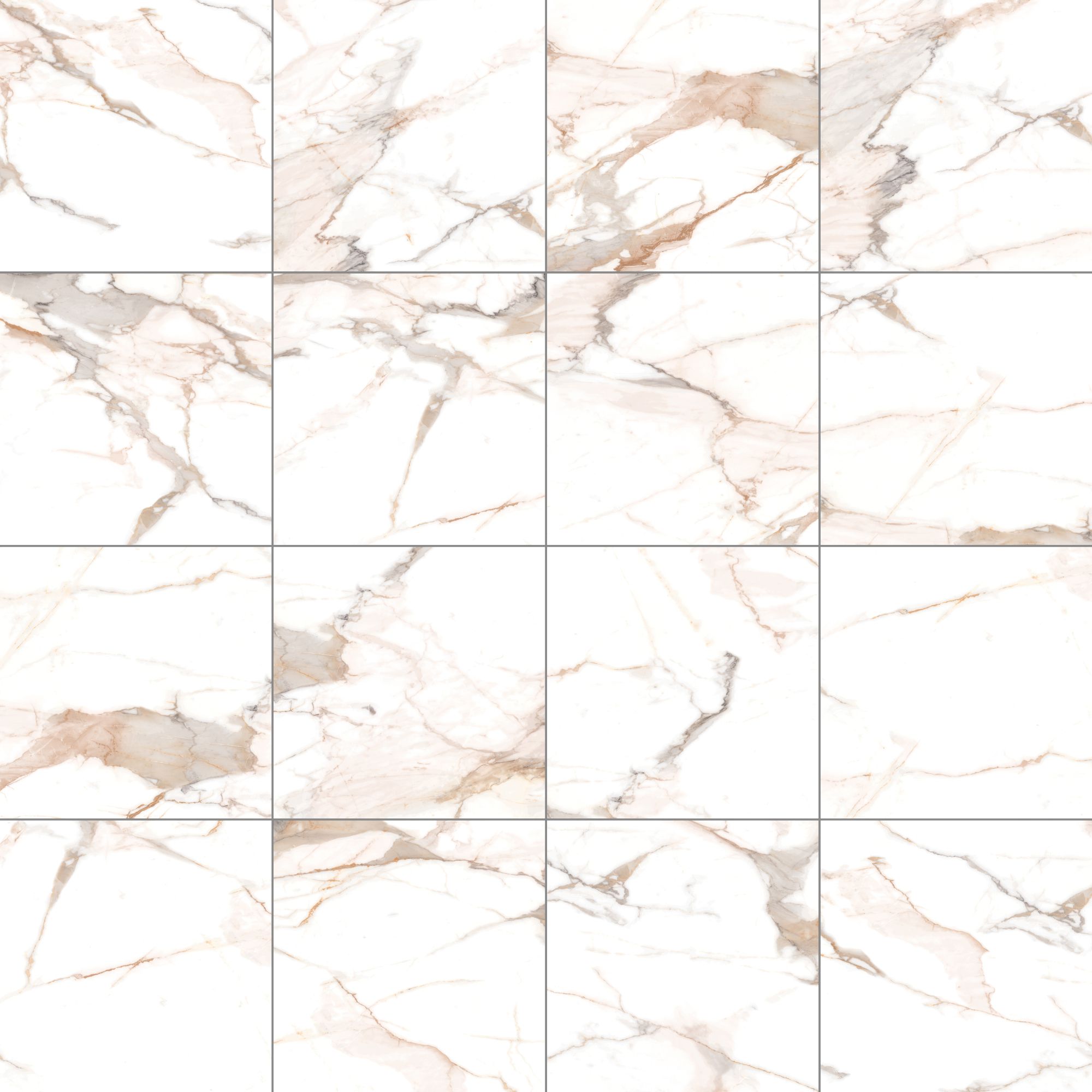 Cervo White & gold Matt Marble effect Textured Porcelain Indoor Wall & floor Tile, Pack of 3, (L)600mm (W)600mm