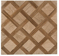 Chalet Cream Matt Wood effect Porcelain Wall & floor Tile, Pack of 5, (L)450mm (W)450mm