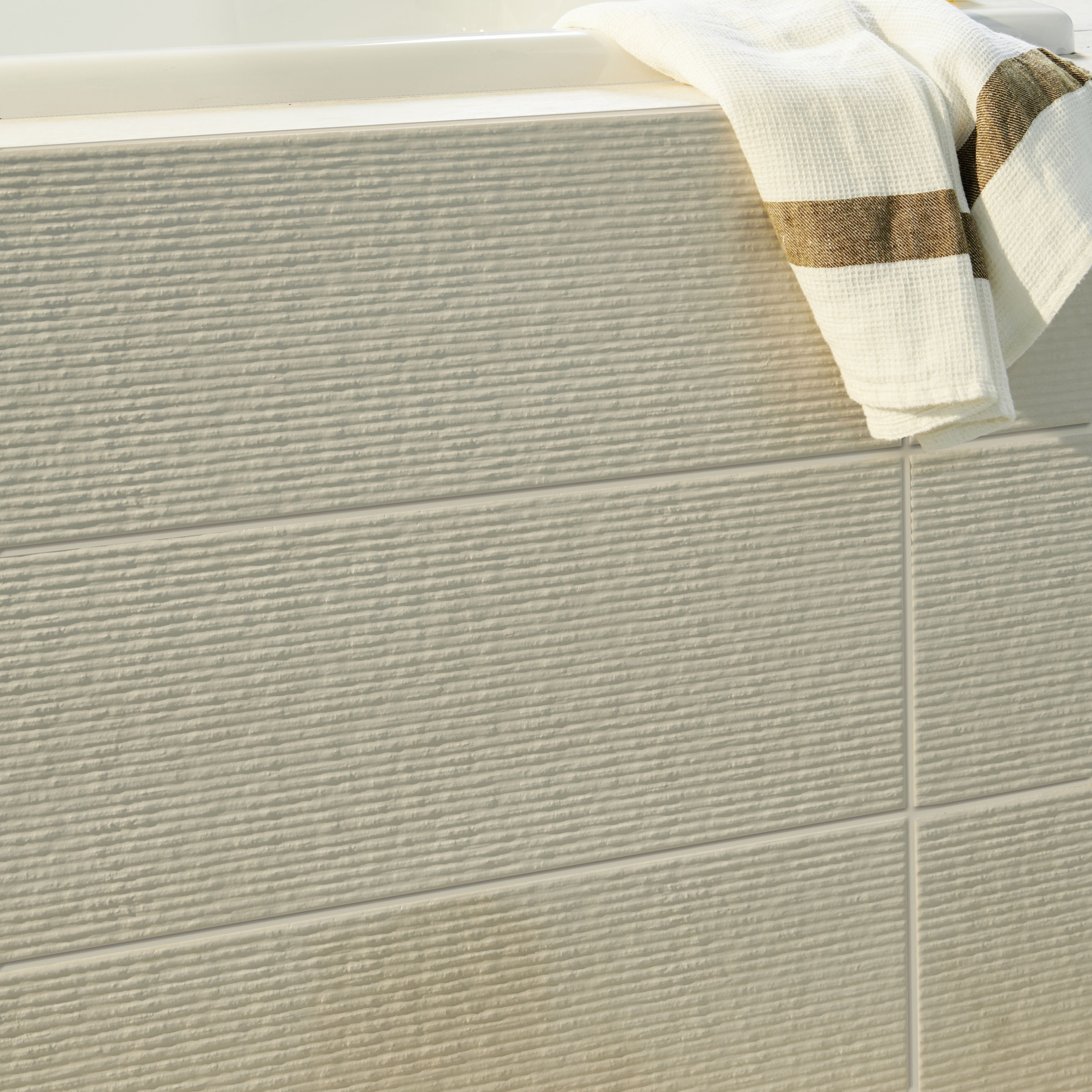 Chalky Grey Matt 3D decor Stone effect Textured Ceramic Indoor Wall tile, Pack of 12, (L)600mm (W)200mm