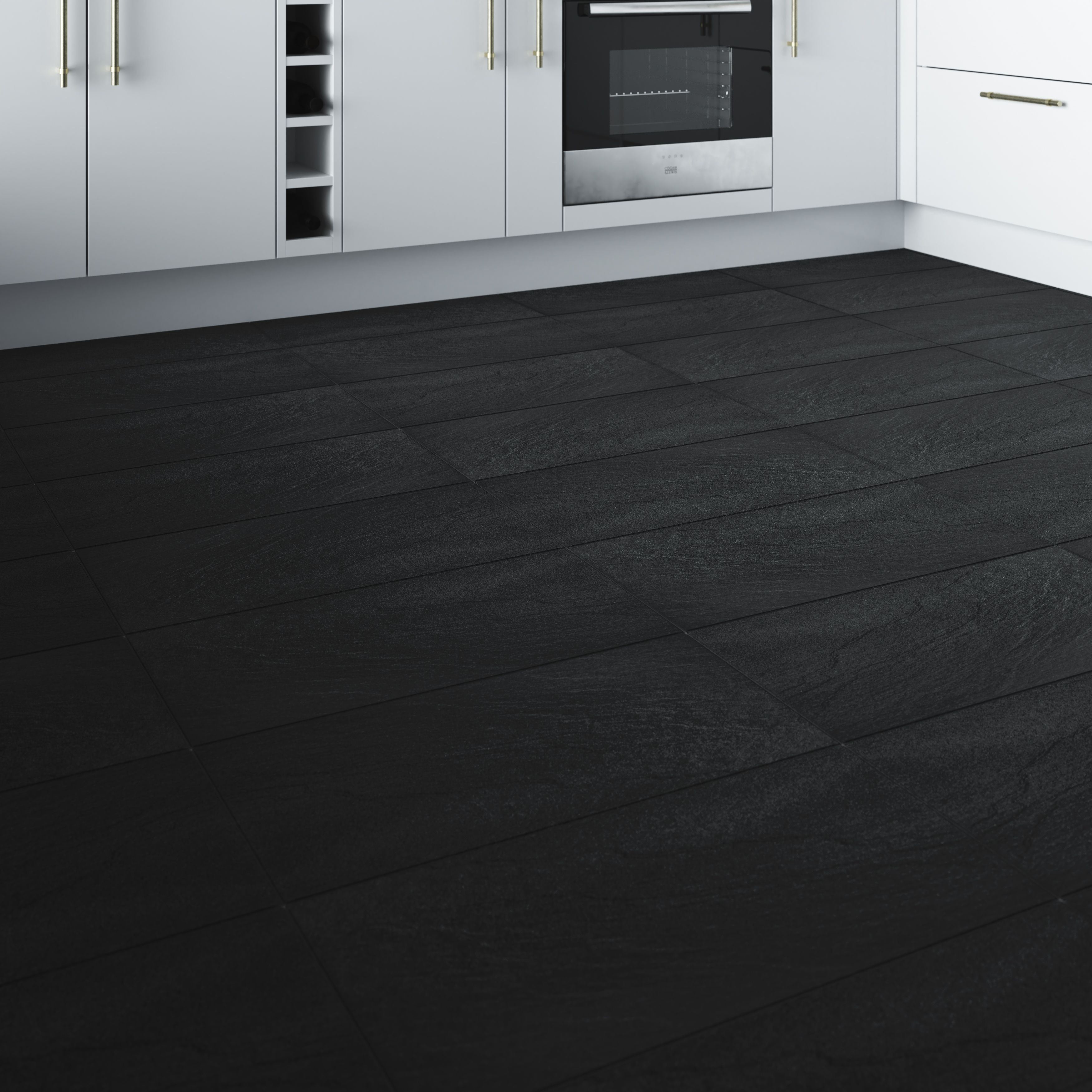 Chambly Black Plain Porcelain Wall & floor Tile - 5