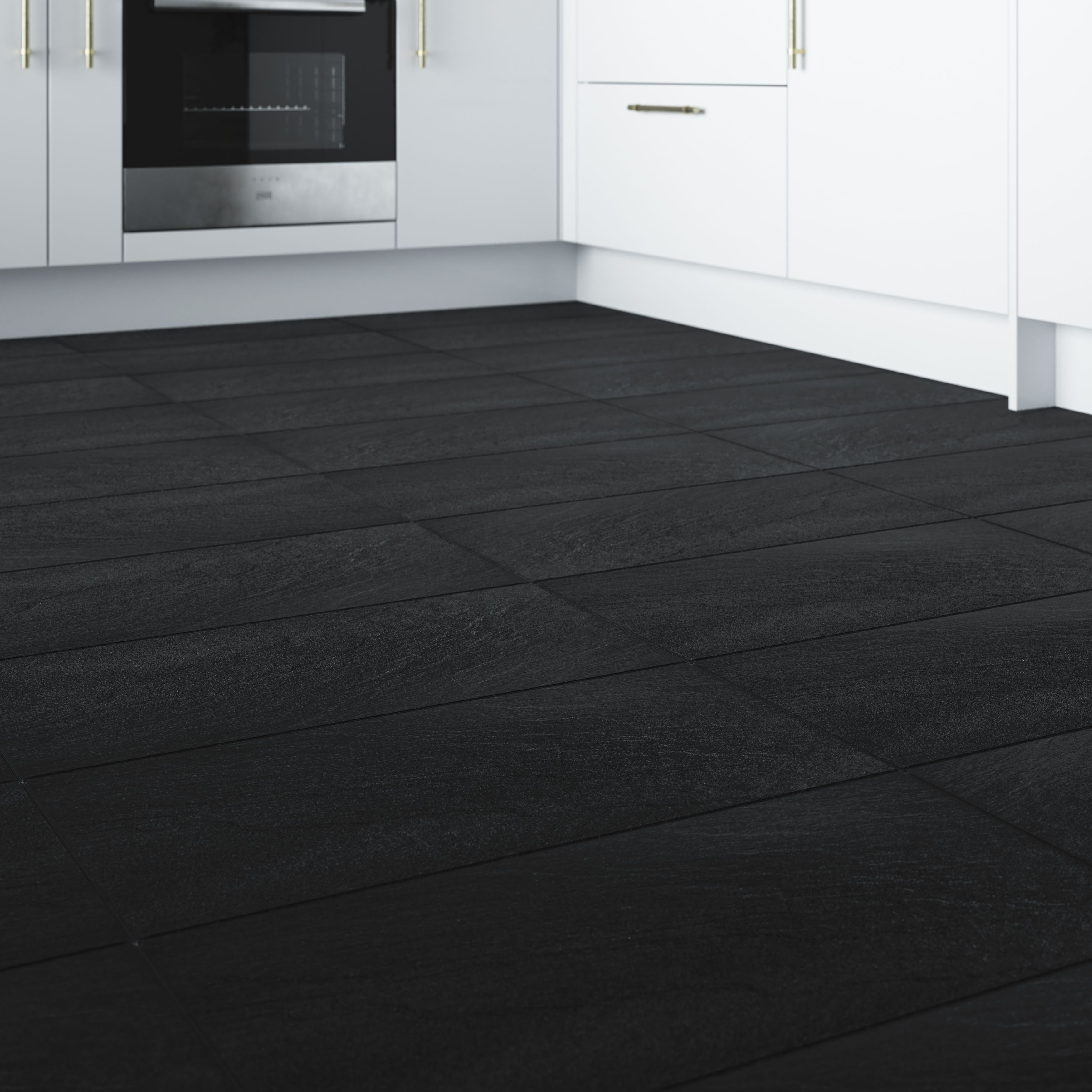 Chambly Black Plain Porcelain Wall & floor Tile - 4
