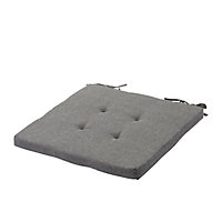 Chambray Grey Plain Seat pad (L)40cm x (W)40cm