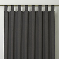 Chambray Grey Plain Unlined Tab top Curtain (W)140cm (L)260cm, Single