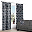 Chamique Grey Floral applique Lined Pencil pleat Curtains (W)117cm (L)137cm, Pair