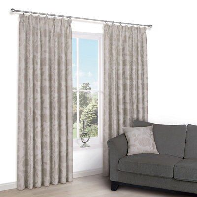 Chamique Serenity Floral Applique Lined Pencil Pleat Curtains (W)167cm ...