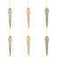 Champagne Glitter effect Plastic Icicle Bauble, Set of 6