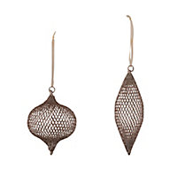 Champagne Glitter effect Wire Mesh Decoration, Set of 2