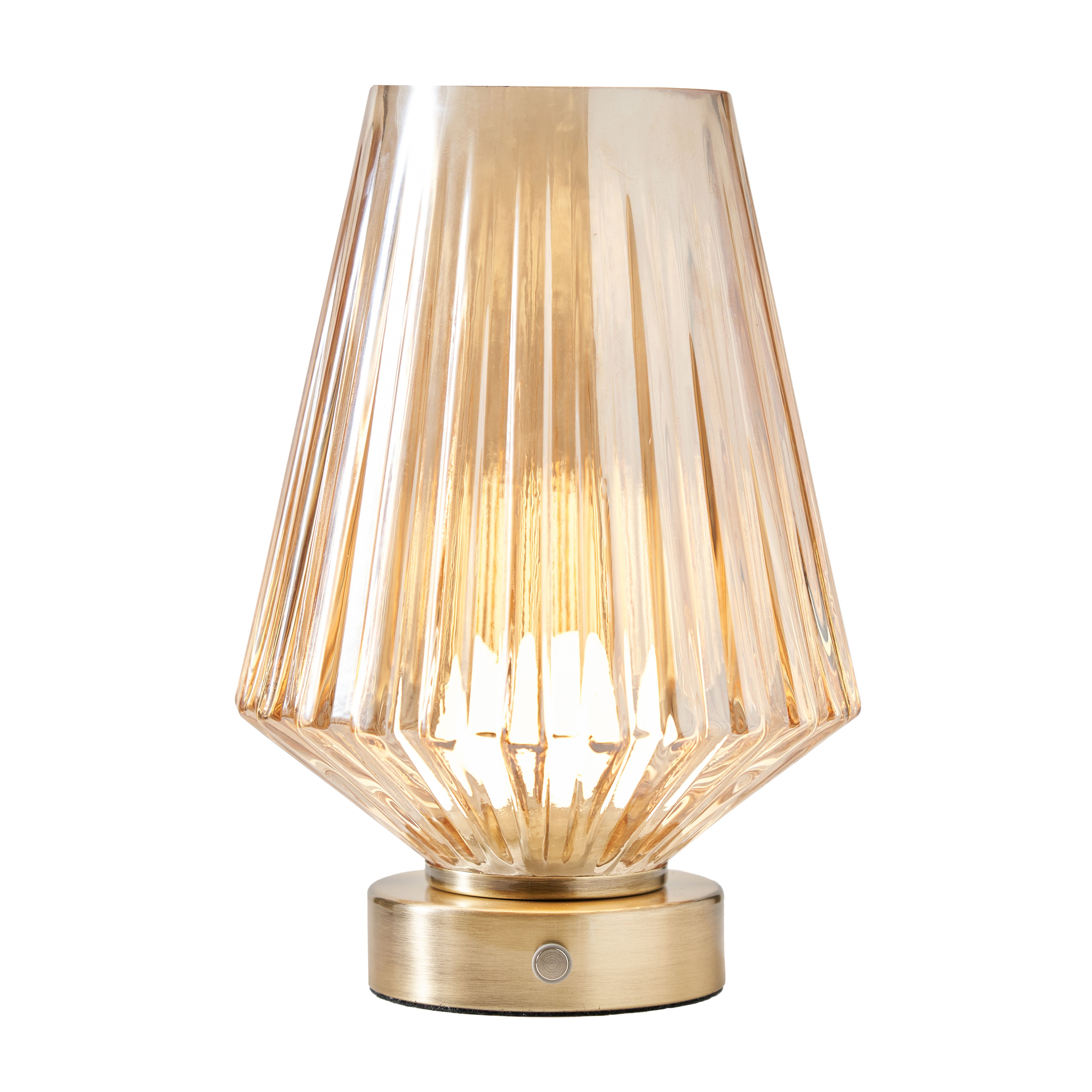 Champagne LED Battery-powered Ribbed Table lamp