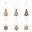 Champagne Plastic Star & tree Hanging decoration set, Set of 12
