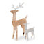 Champagne & silver effect Glitter effect Reindeer Adult & Baby LED Electrical christmas decoration Set of 2