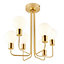 Channing Brushed Satin Glass & metal Gold effect 6 Lamp Ceiling light