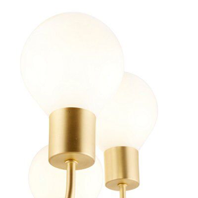 Channing Brushed Satin Glass & metal Gold effect 6 Lamp Ceiling light