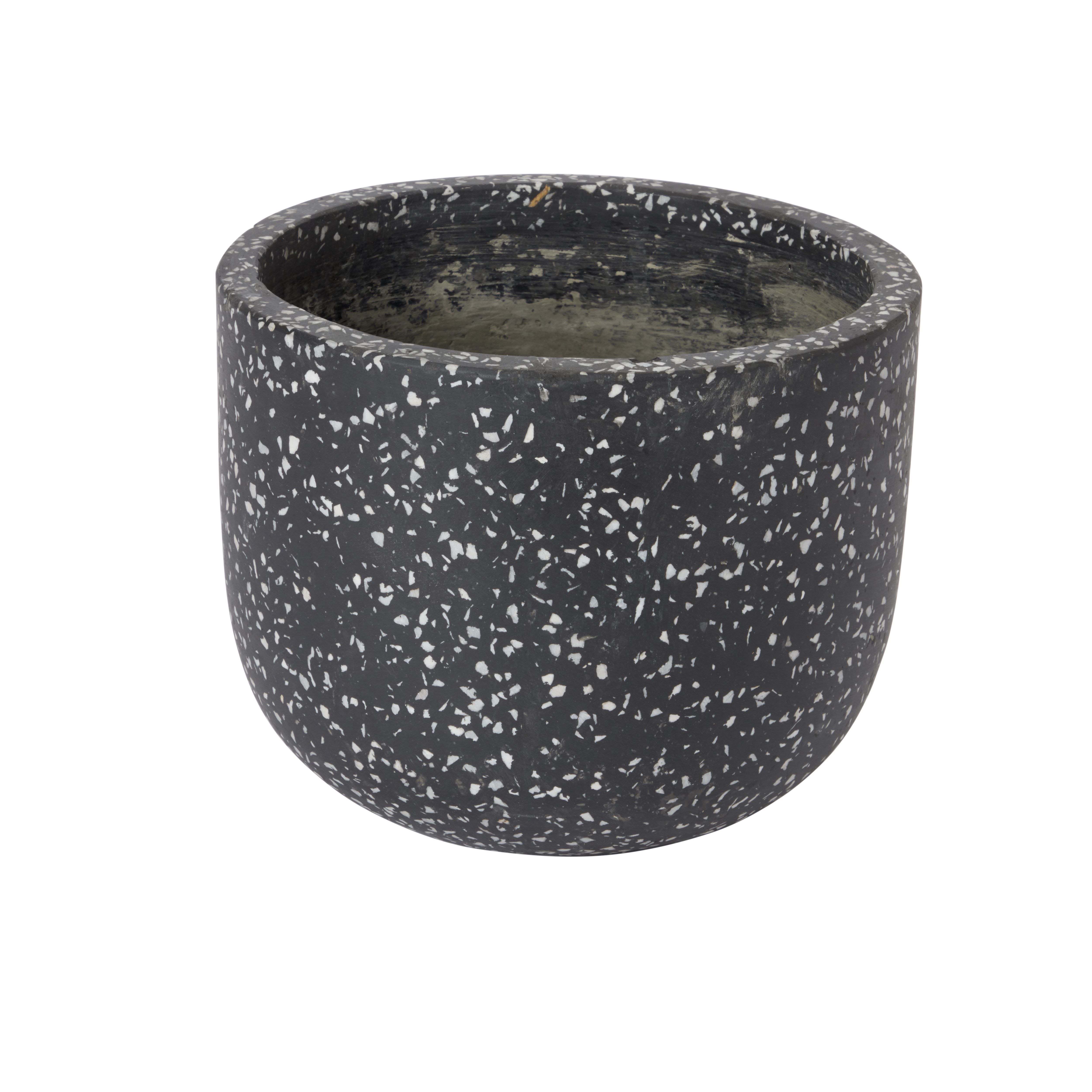 Charcoal Speckled Circular Plant pot (Dia)21.2cm