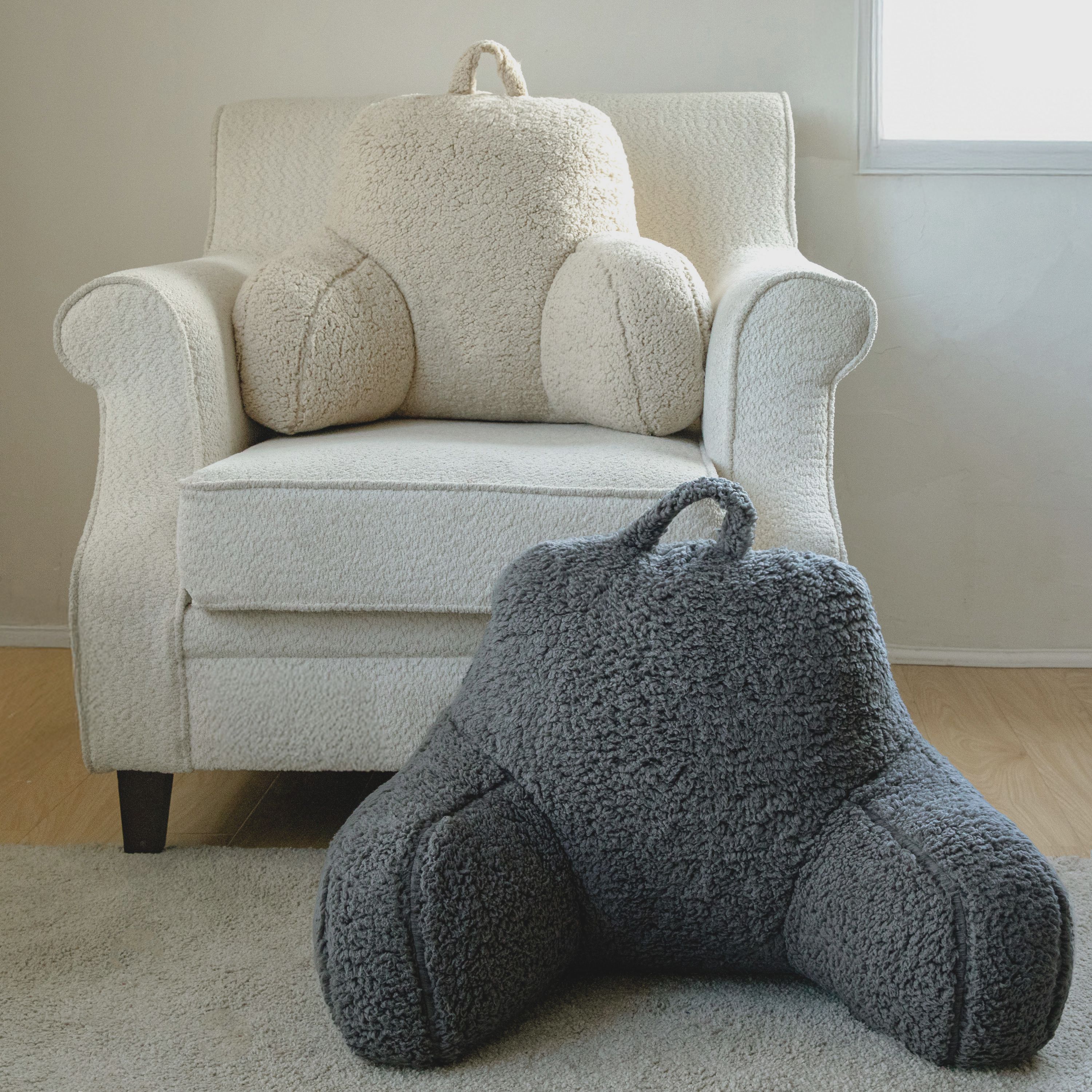 Charcoal Teddy Cuddle Indoor Cushion (L)75cm (W)42cm